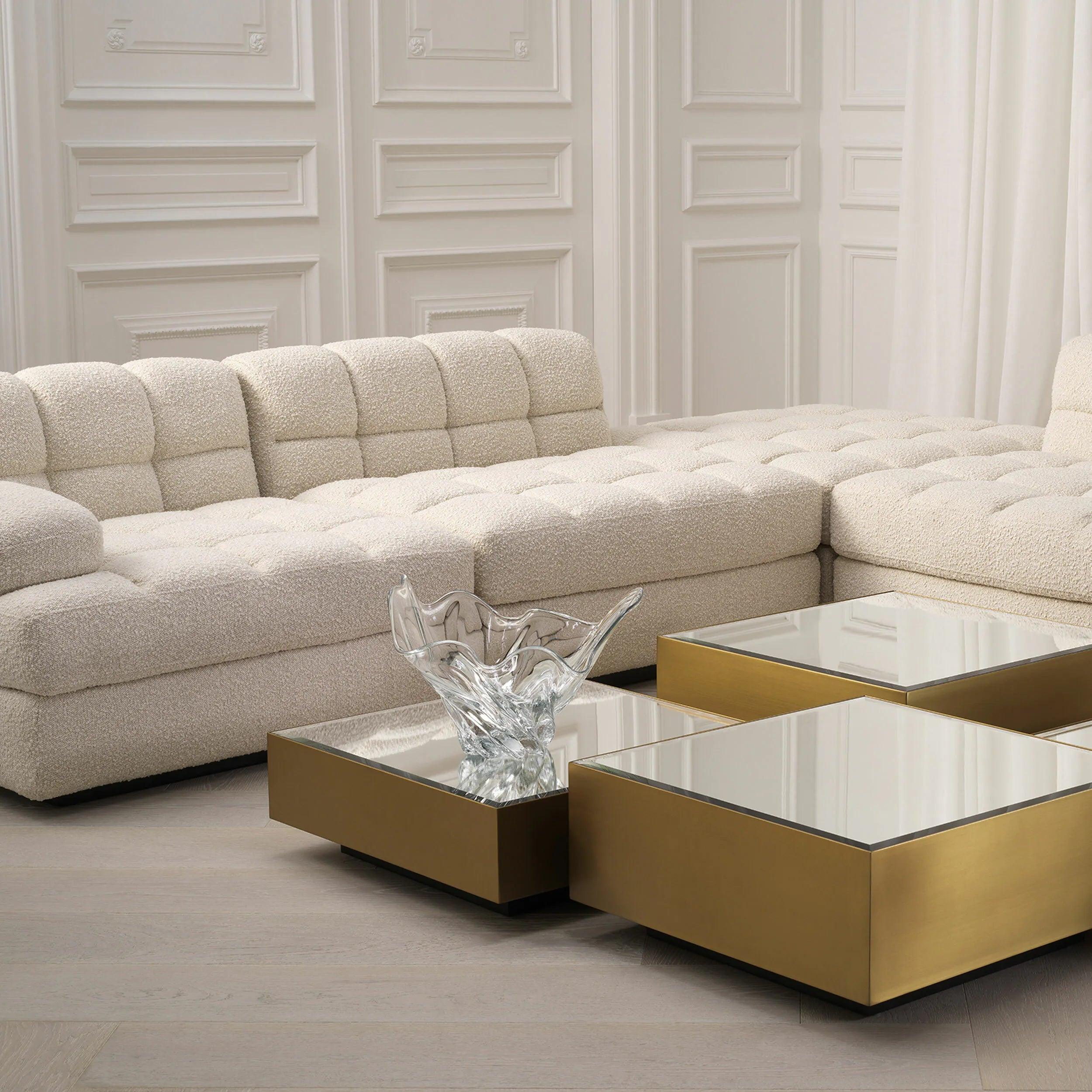 Sofa modułowa w tkaninie boucle DEAN - siedzisko narożne kremowe Eichholtz Eye on Design