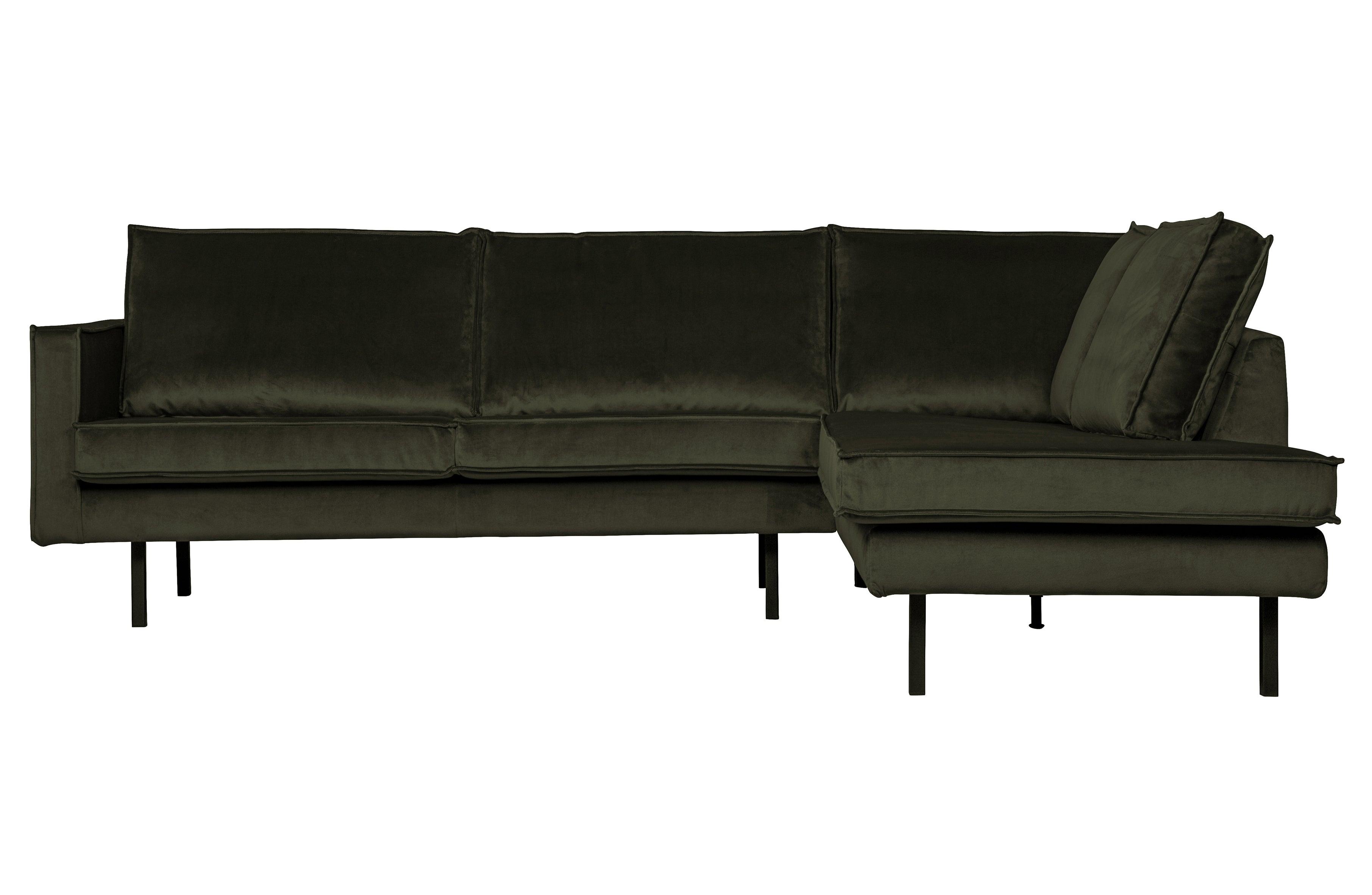 Sofa narożna aksamitna prawostronna RODEO ciemnozielony Be Pure Eye on Design