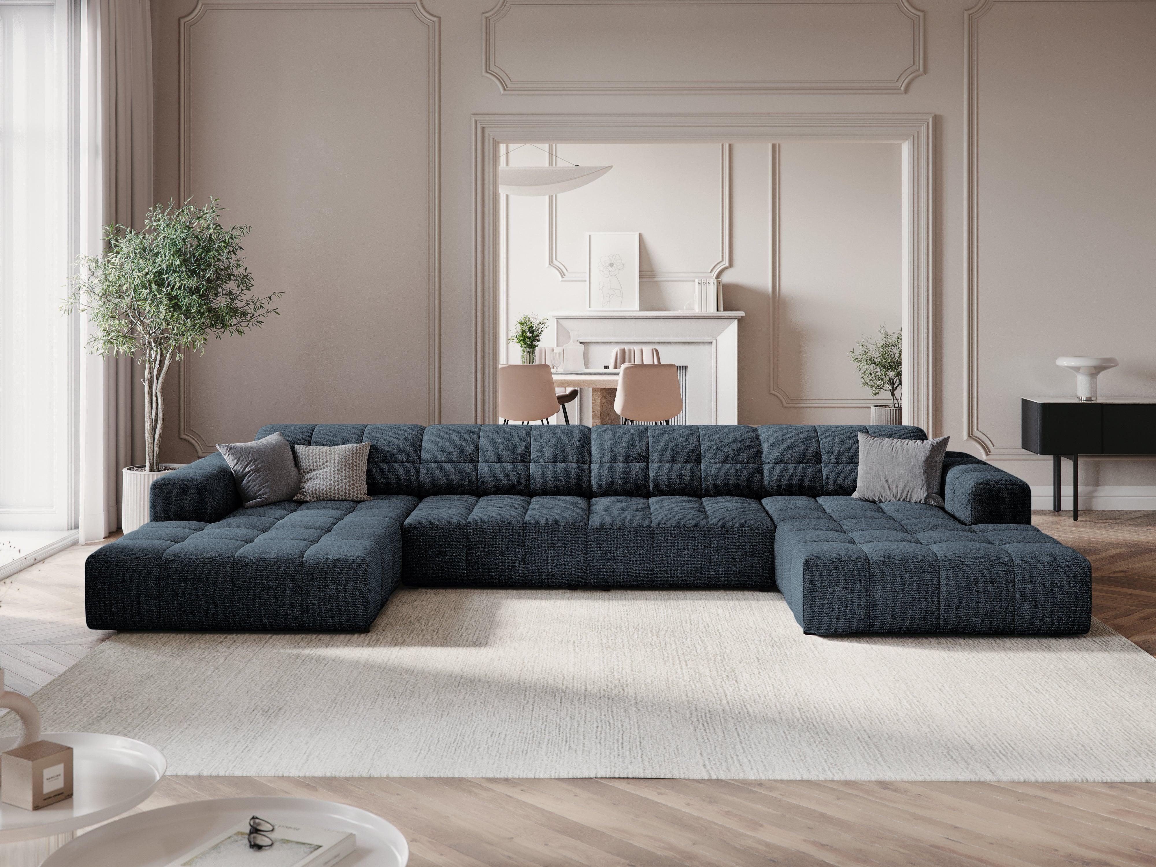 Sofa panoramiczna 6-osobowa CHICAGO niebieski szenil Cosmopolitan Design Eye on Design