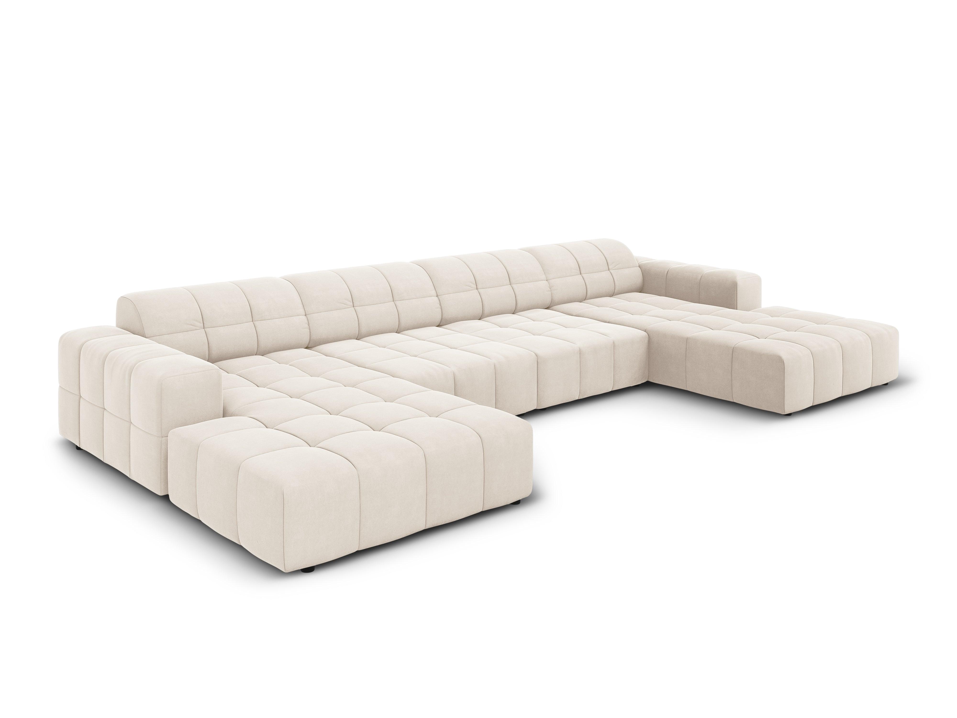 Sofa panoramiczna aksamitna 6-osobowa CHICAGO jasnobeżowy Cosmopolitan Design Eye on Design