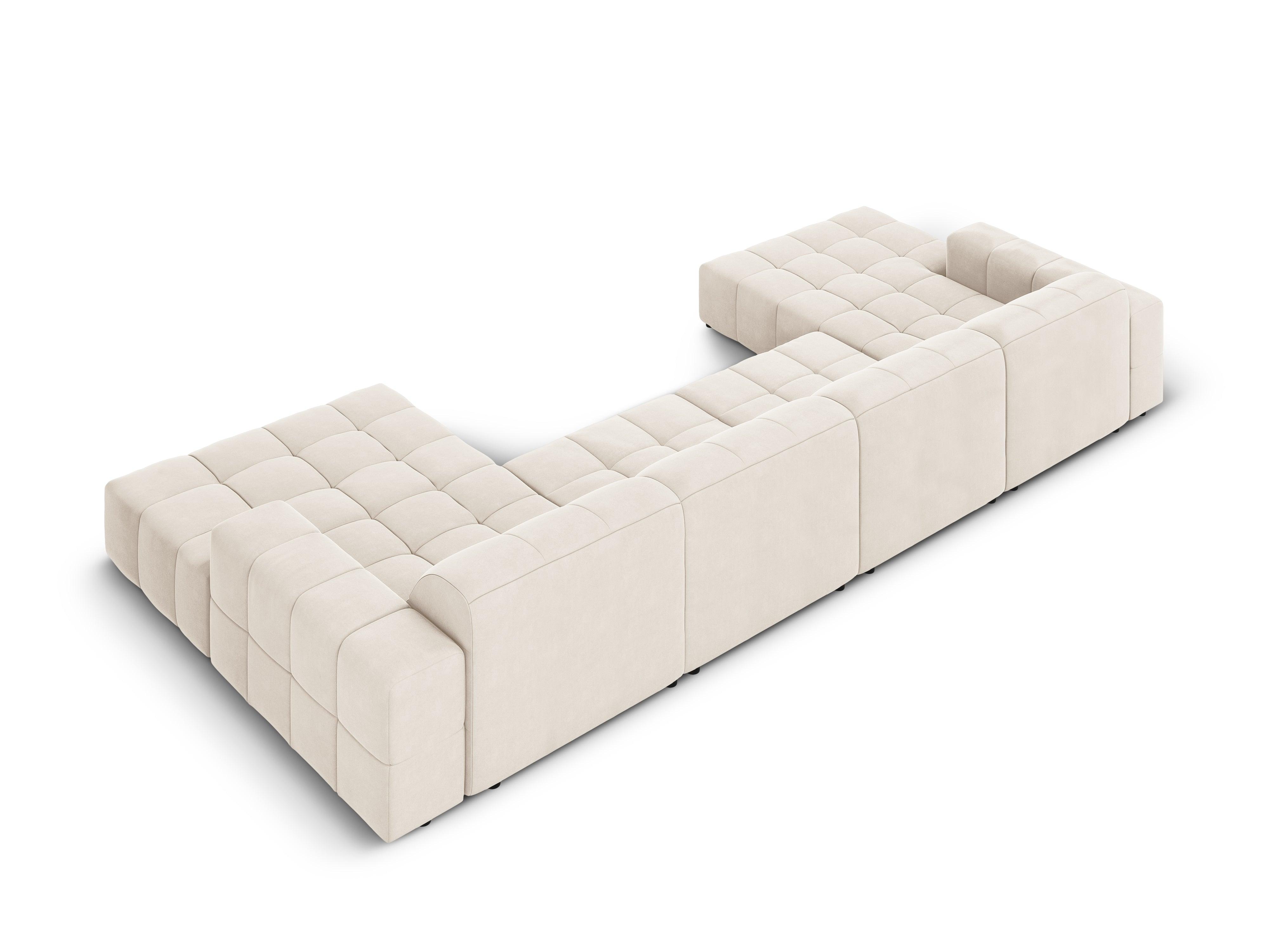 Sofa panoramiczna aksamitna 6-osobowa CHICAGO jasnobeżowy Cosmopolitan Design Eye on Design