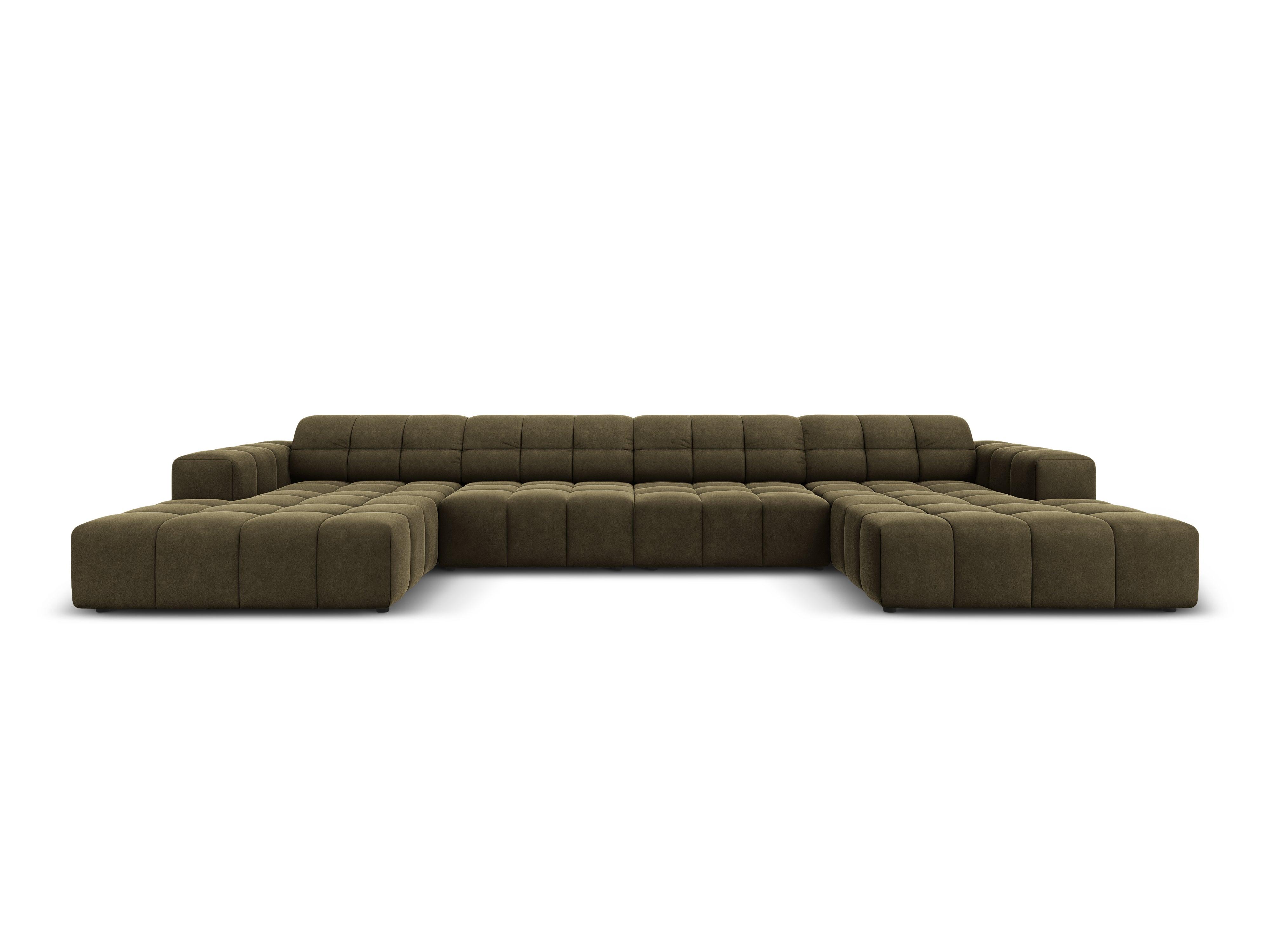 Sofa panoramiczna aksamitna 6-osobowa CHICAGO oliwkowy Cosmopolitan Design Eye on Design