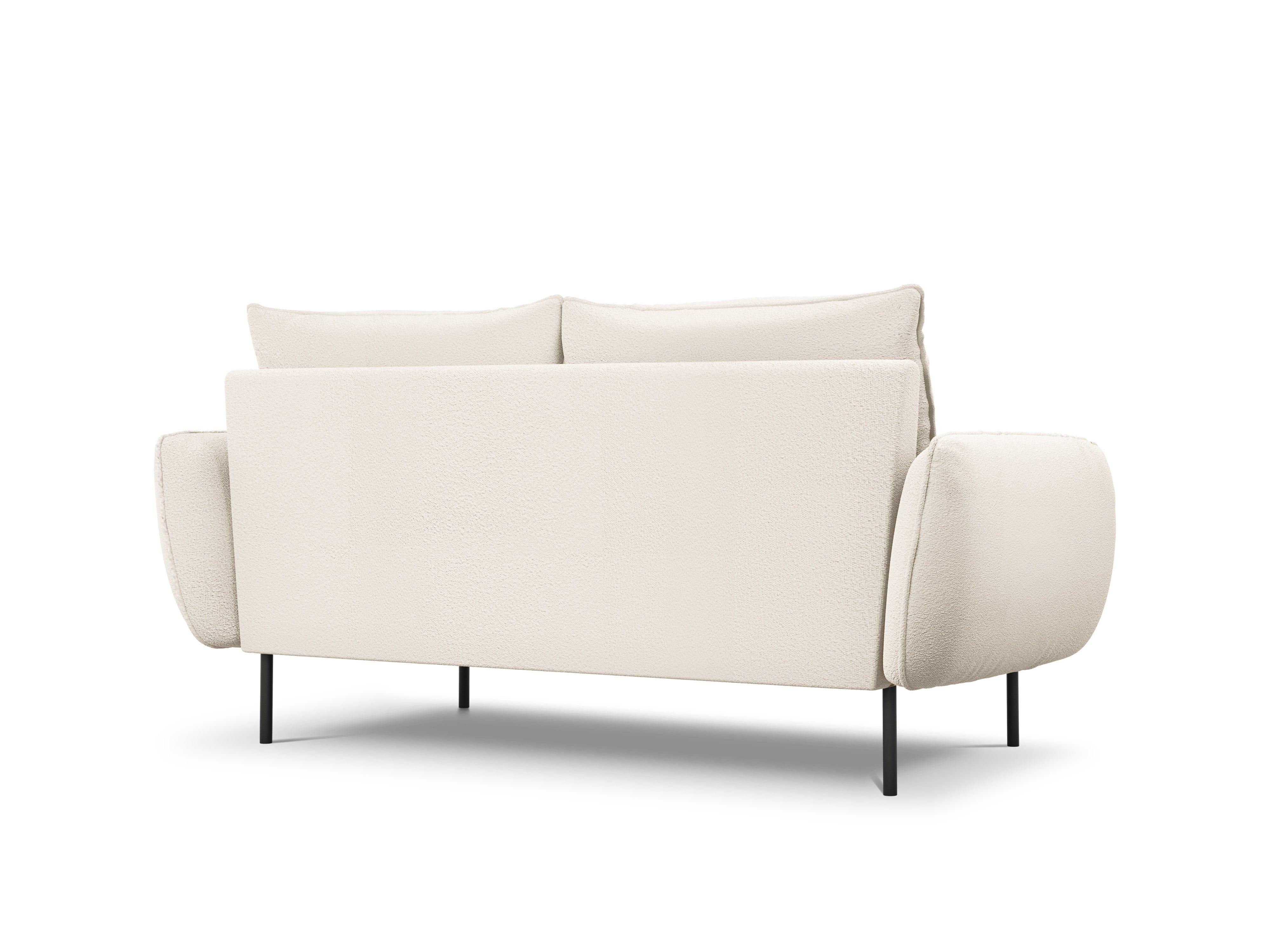 Sofa w tkaninie boucle 2-osobowa VIENNA beżowy z czarną podstawą Cosmopolitan Design Eye on Design