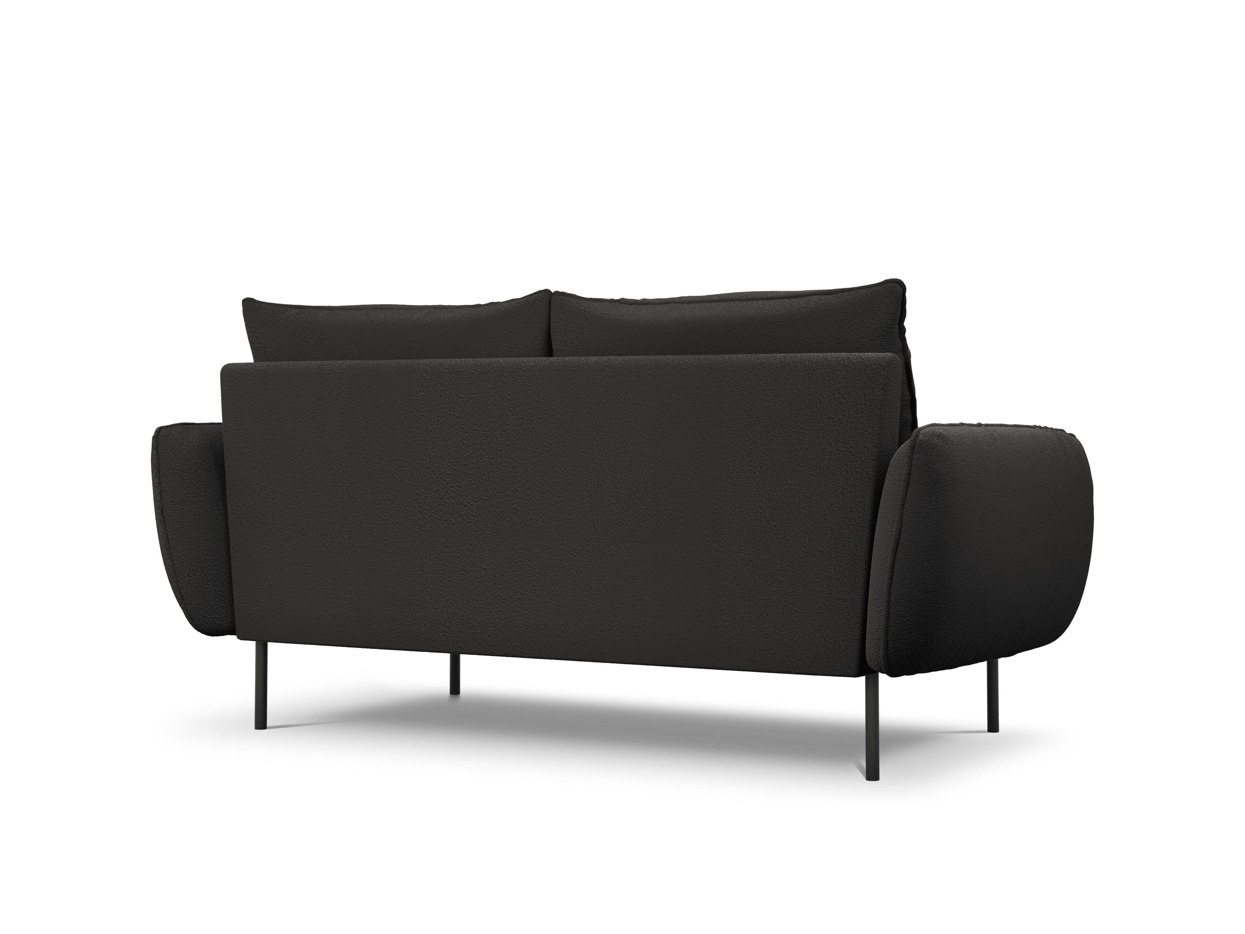 Sofa w tkaninie boucle 2-osobowa VIENNA czarny z czarną podstawą Cosmopolitan Design Eye on Design