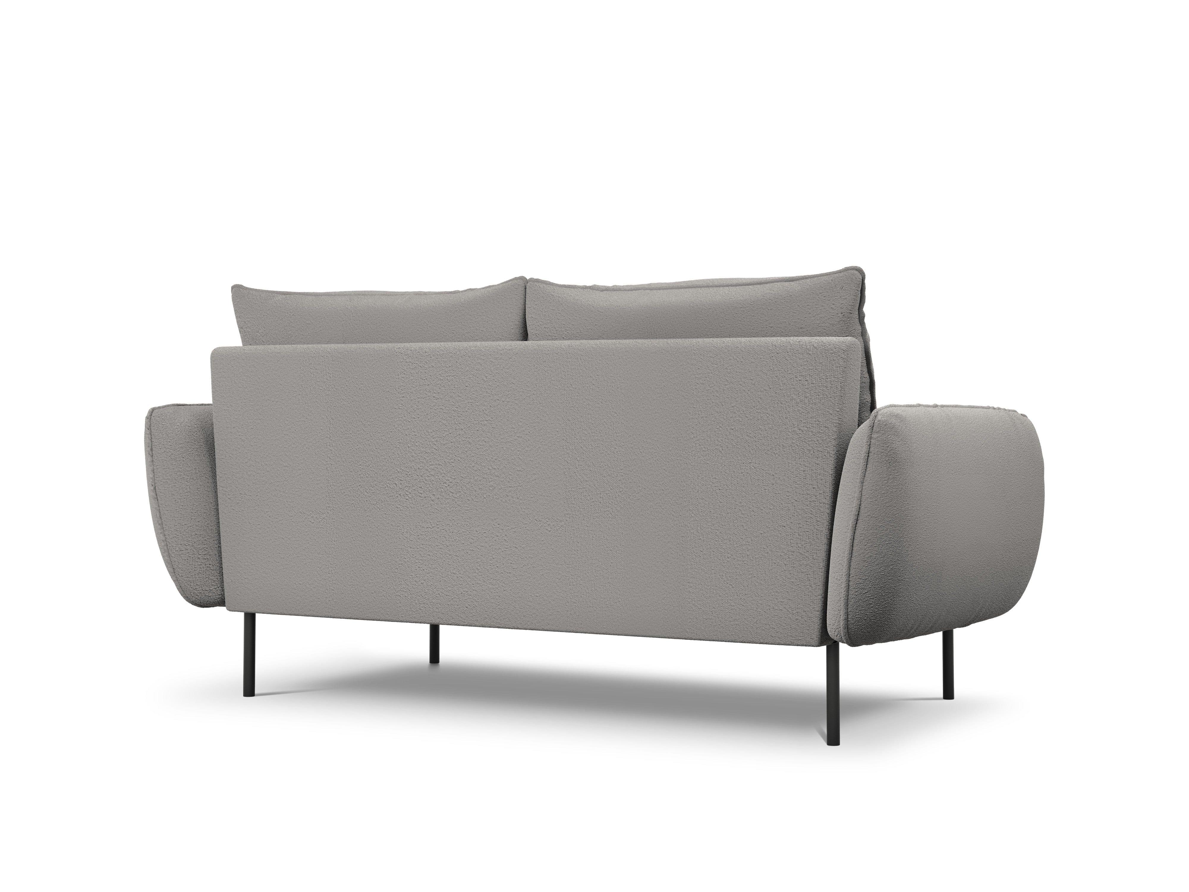 Sofa w tkaninie boucle 2-osobowa VIENNA szary z czarną podstawą Cosmopolitan Design Eye on Design