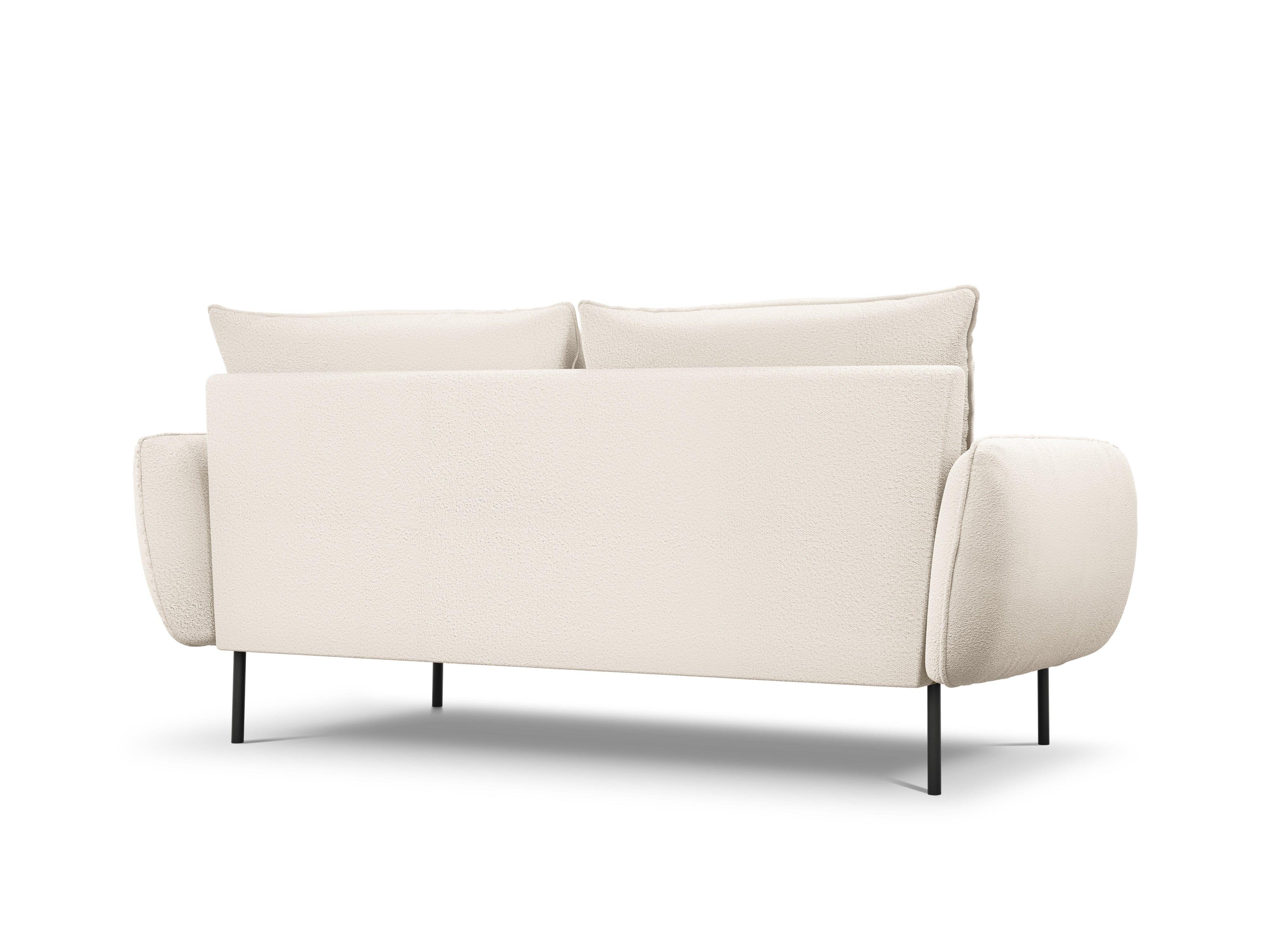 Sofa w tkaninie boucle 3-osobowa VIENNA beżowy z czarną podstawą Cosmopolitan Design Eye on Design