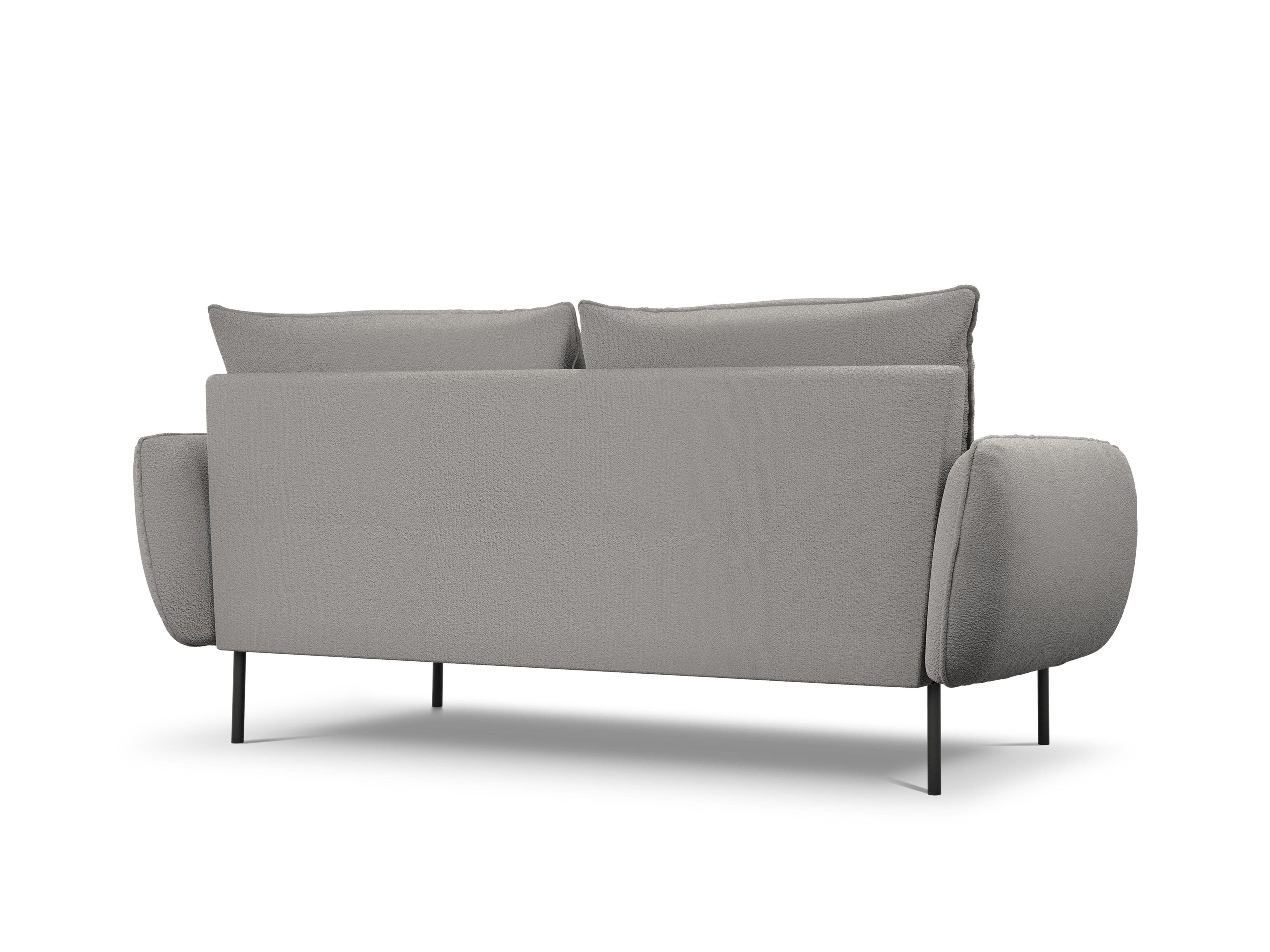 Sofa w tkaninie boucle 3-osobowa VIENNA szary z czarną podstawą Cosmopolitan Design Eye on Design