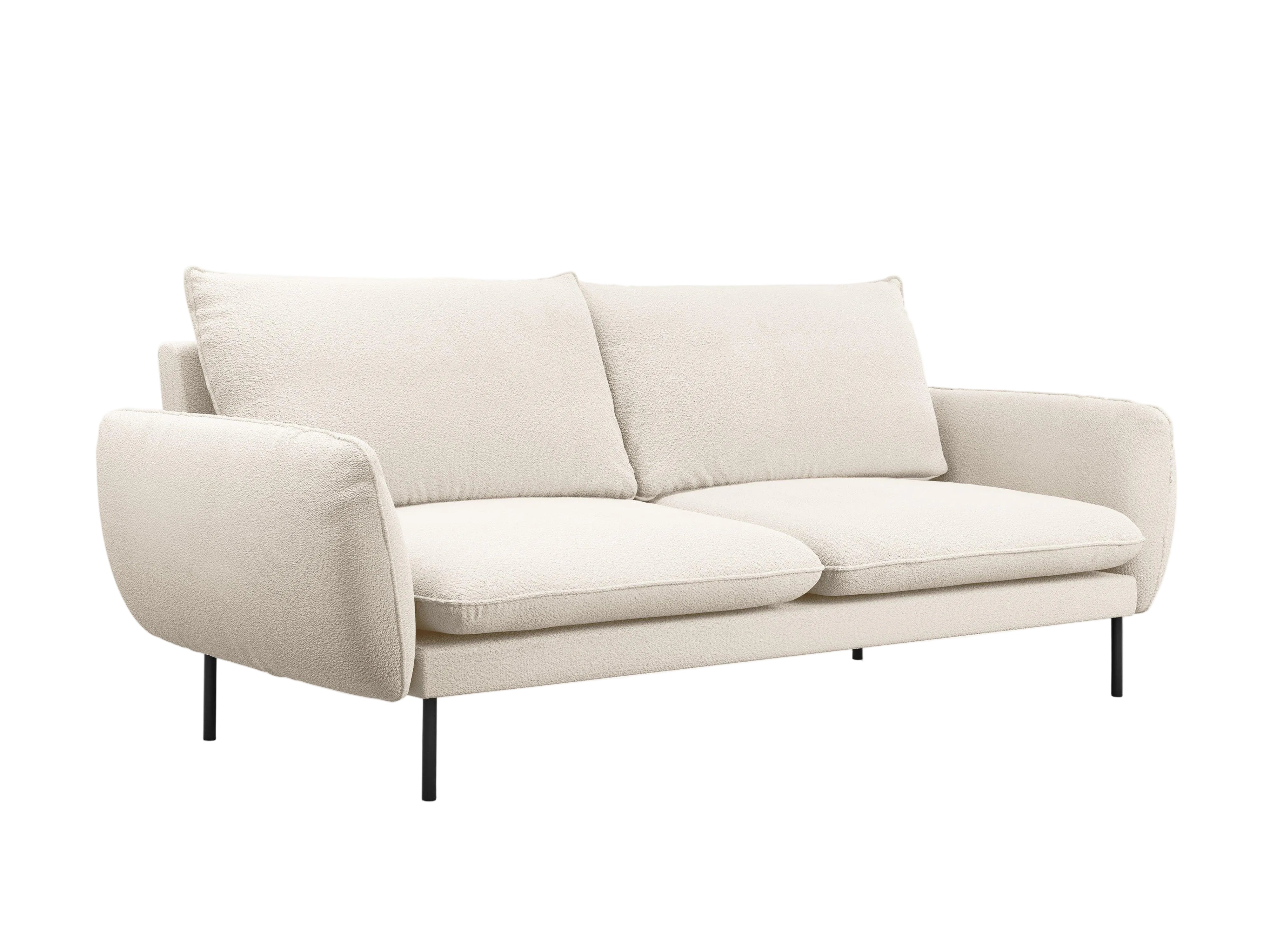 Sofa w tkaninie boucle 4-osobowa VIENNA beżowy z czarną podstawą Cosmopolitan Design Eye on Design