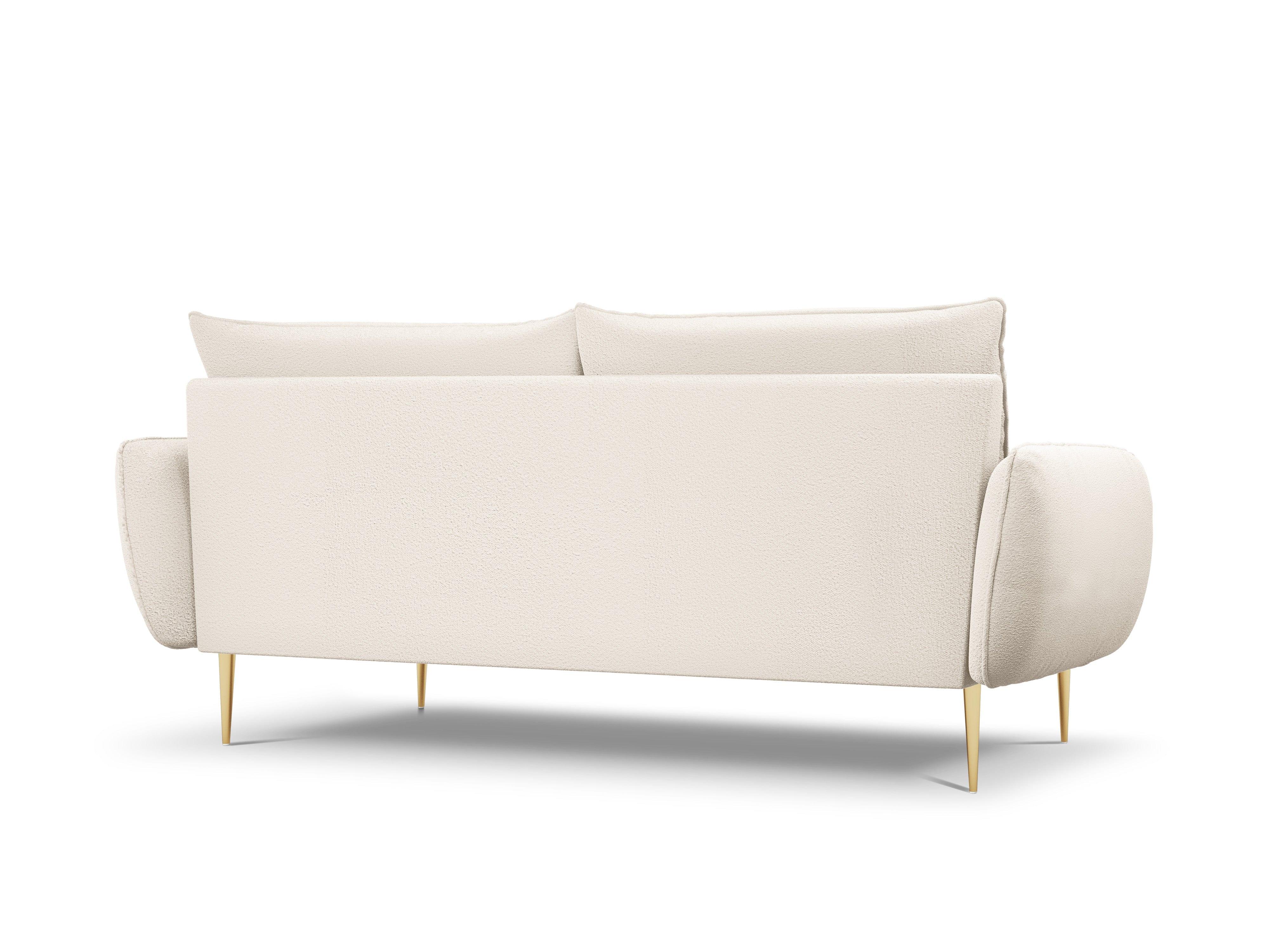 Sofa w tkaninie boucle 4-osobowa VIENNA beżowy ze złotą podstawą Cosmopolitan Design Eye on Design