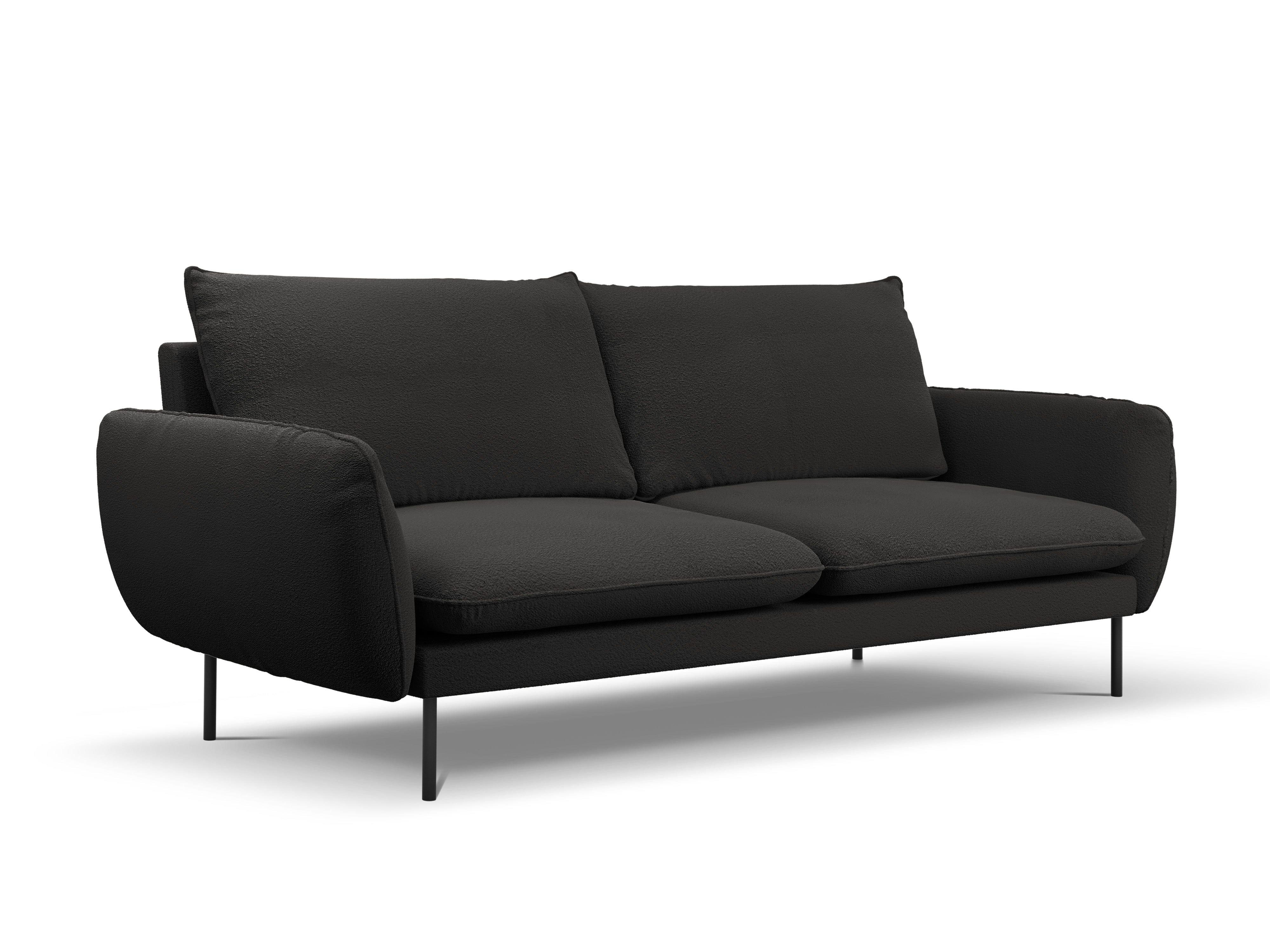 Sofa w tkaninie boucle 4-osobowa VIENNA czarny z czarną podstawą Cosmopolitan Design Eye on Design