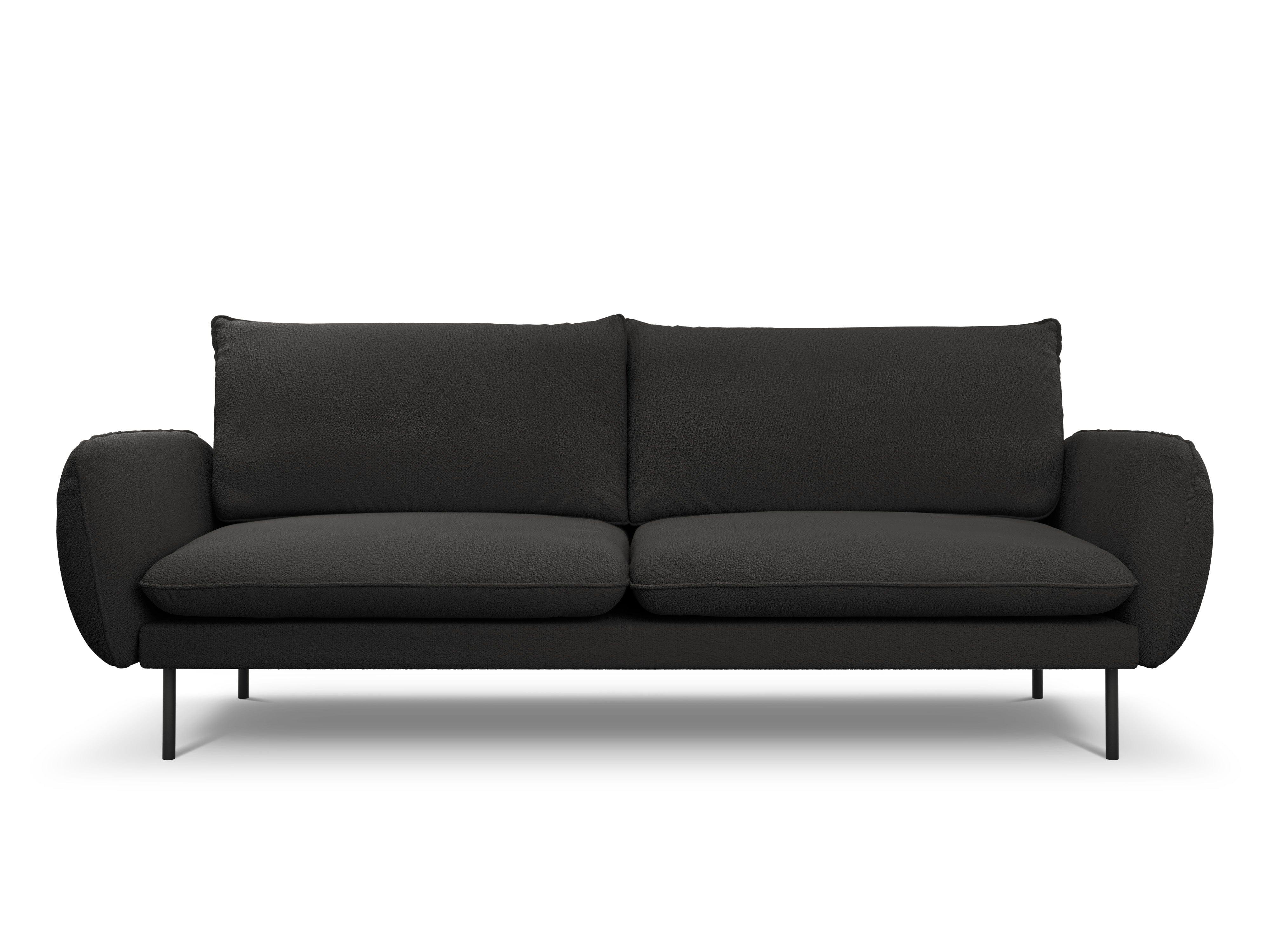Sofa w tkaninie boucle 4-osobowa VIENNA czarny z czarną podstawą Cosmopolitan Design Eye on Design