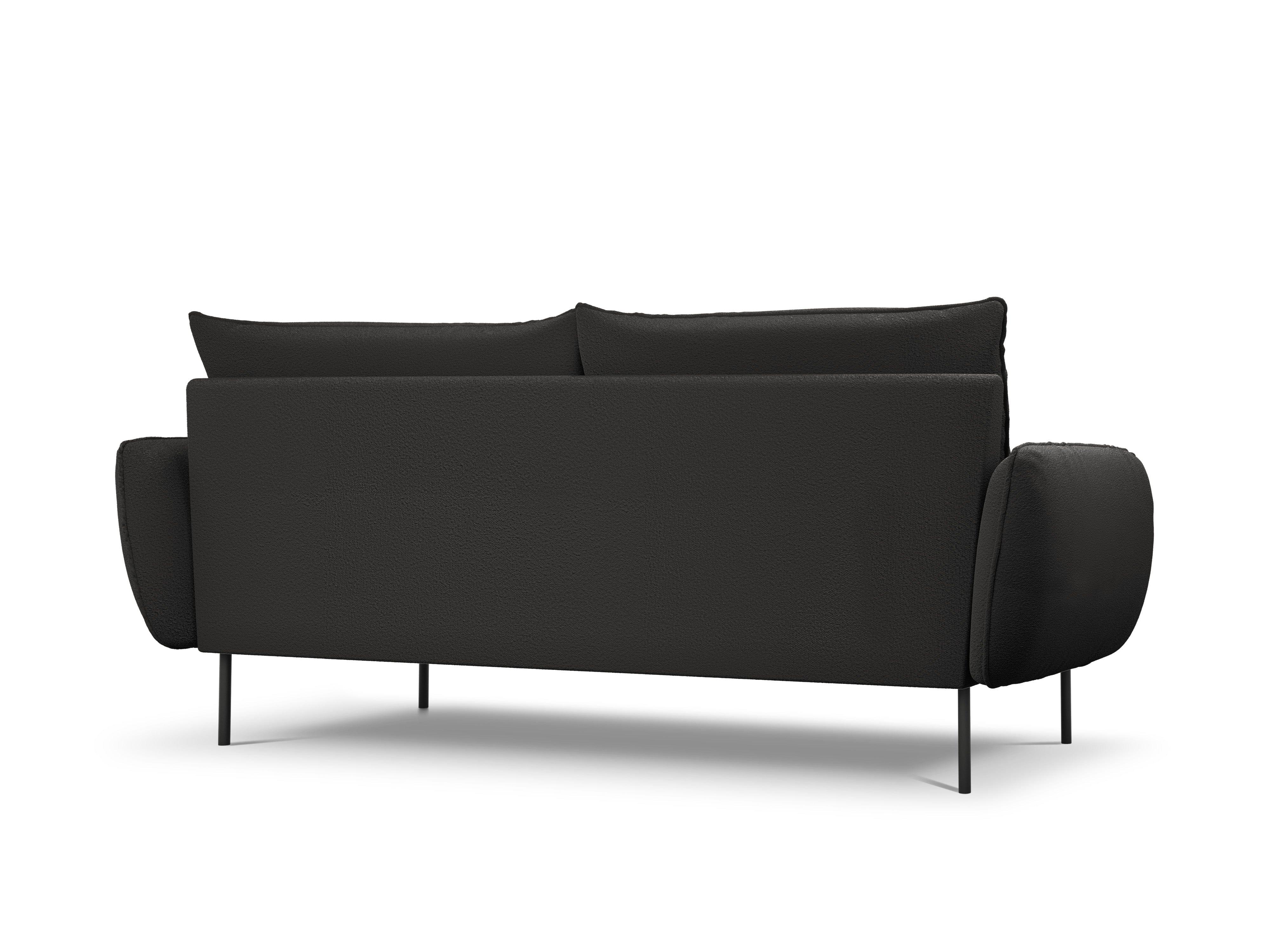 Sofa w tkaninie boucle 4-osobowa VIENNA czarny z czarną podstawą Cosmopolitan Design Eye on Design