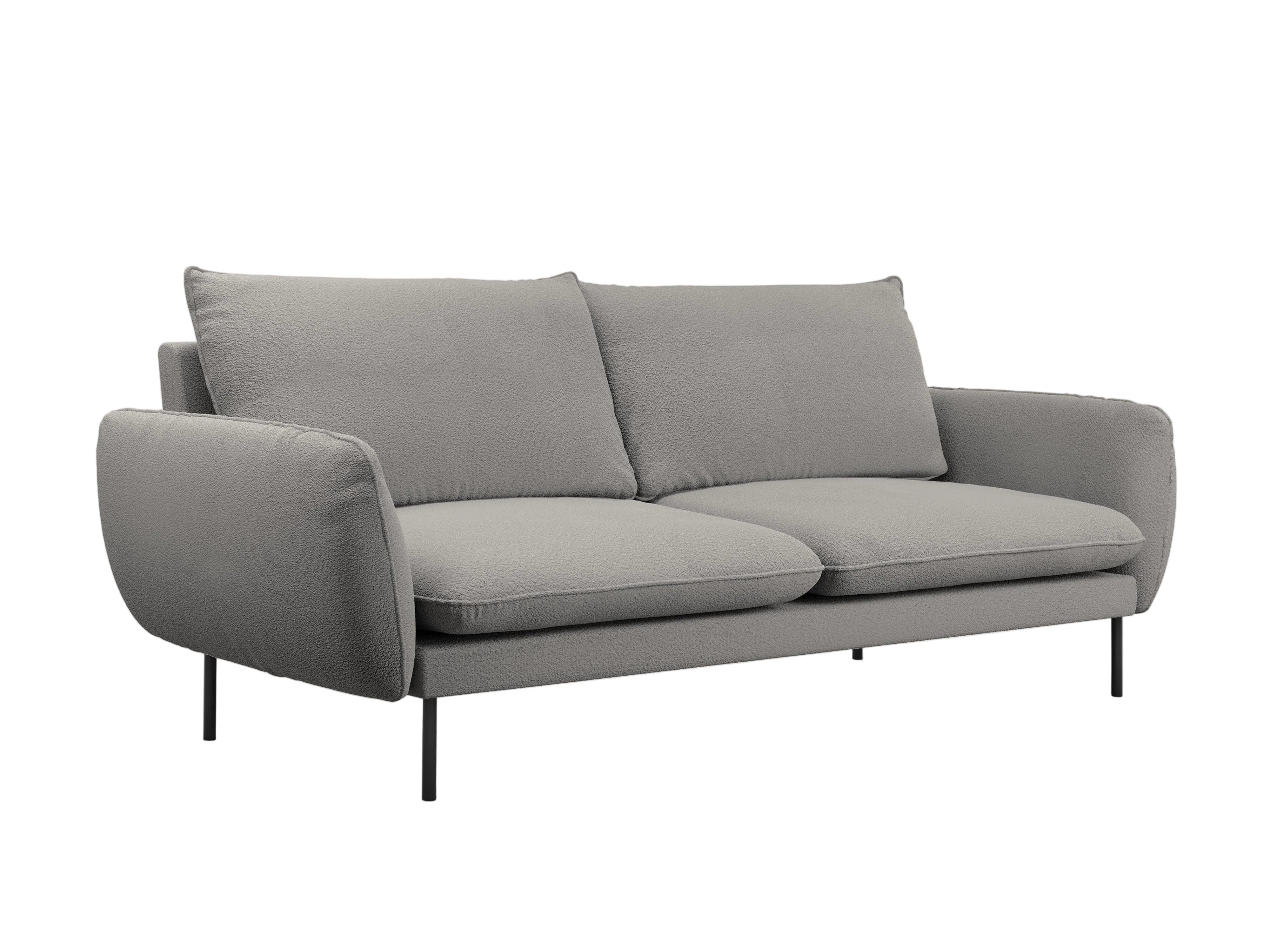 Sofa w tkaninie boucle 4-osobowa VIENNA szary z czarną podstawą Cosmopolitan Design Eye on Design