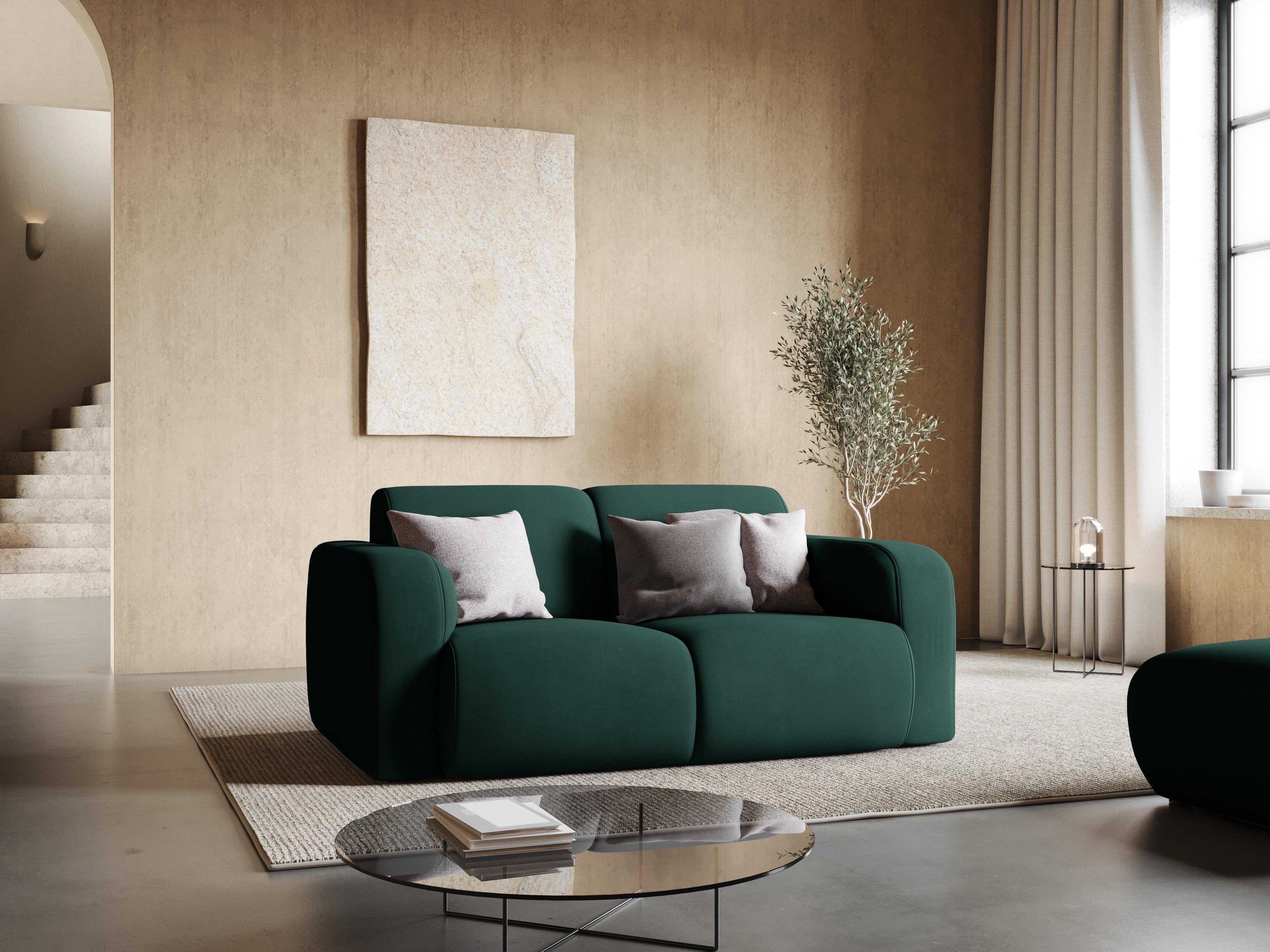 Sofa w tkaninie chenillowej 2-osobowa LOLA butelkowa zieleń Windsor & Co Eye on Design