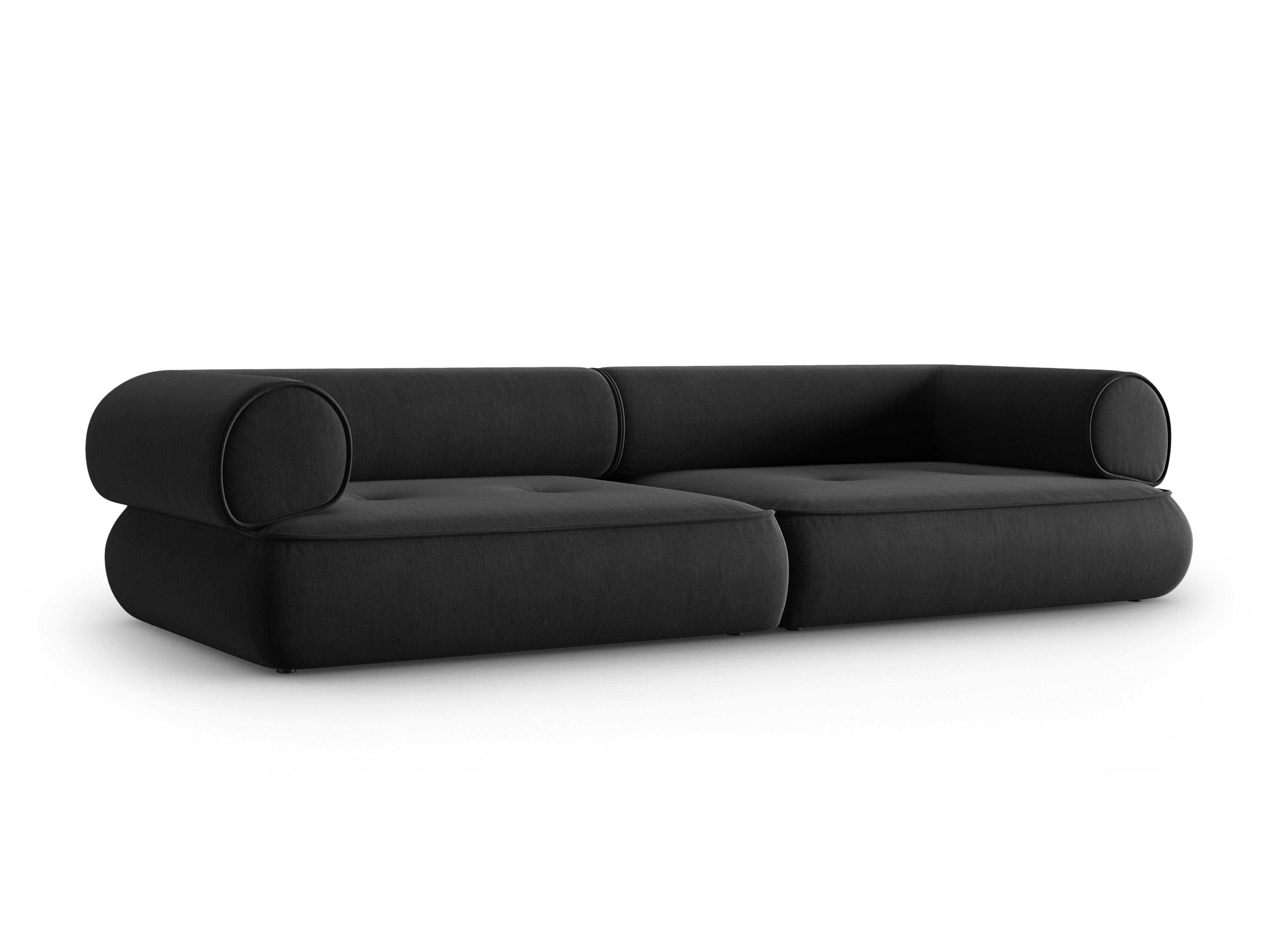 Sofa w tkaninie szenilowej 4-osobowa LILY antracytowy Maison Heritage Eye on Design