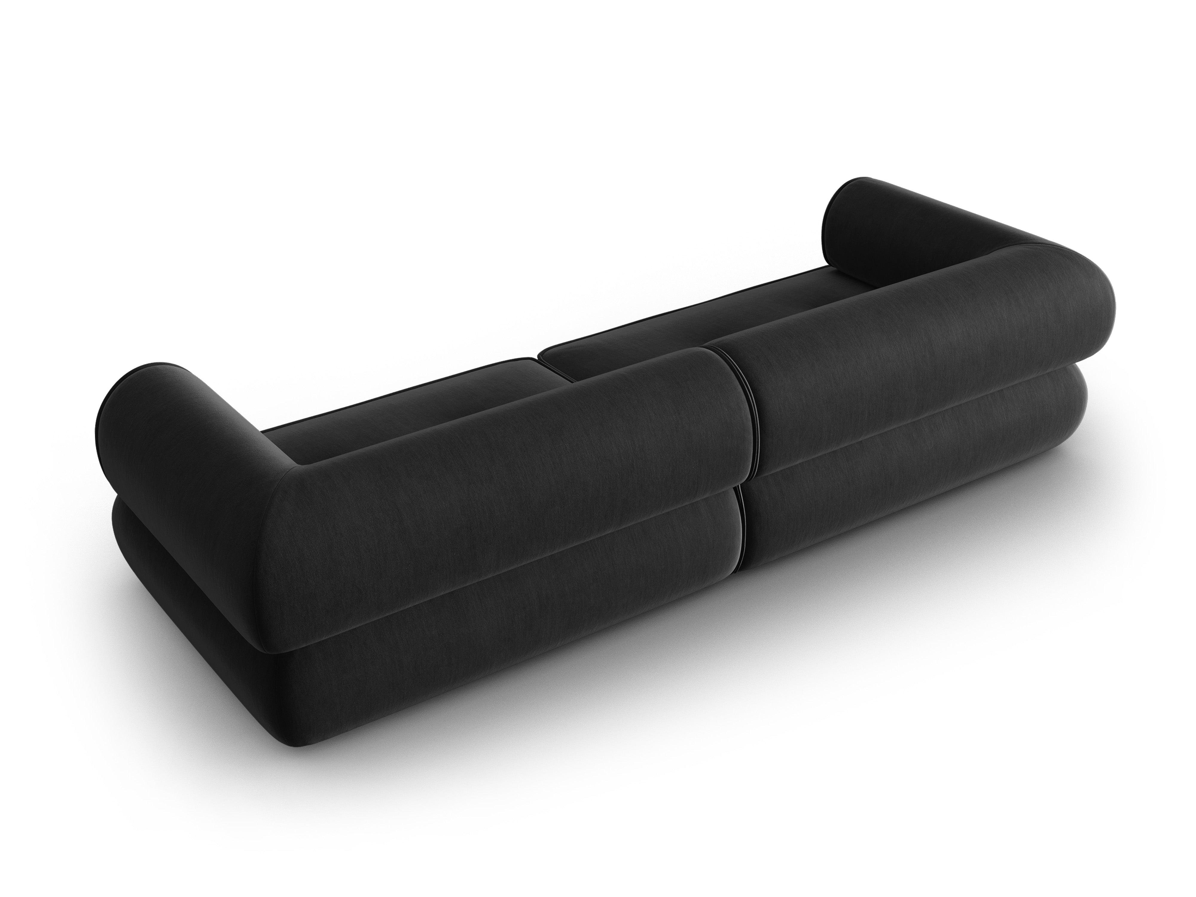 Sofa w tkaninie szenilowej 4-osobowa LILY antracytowy Maison Heritage Eye on Design