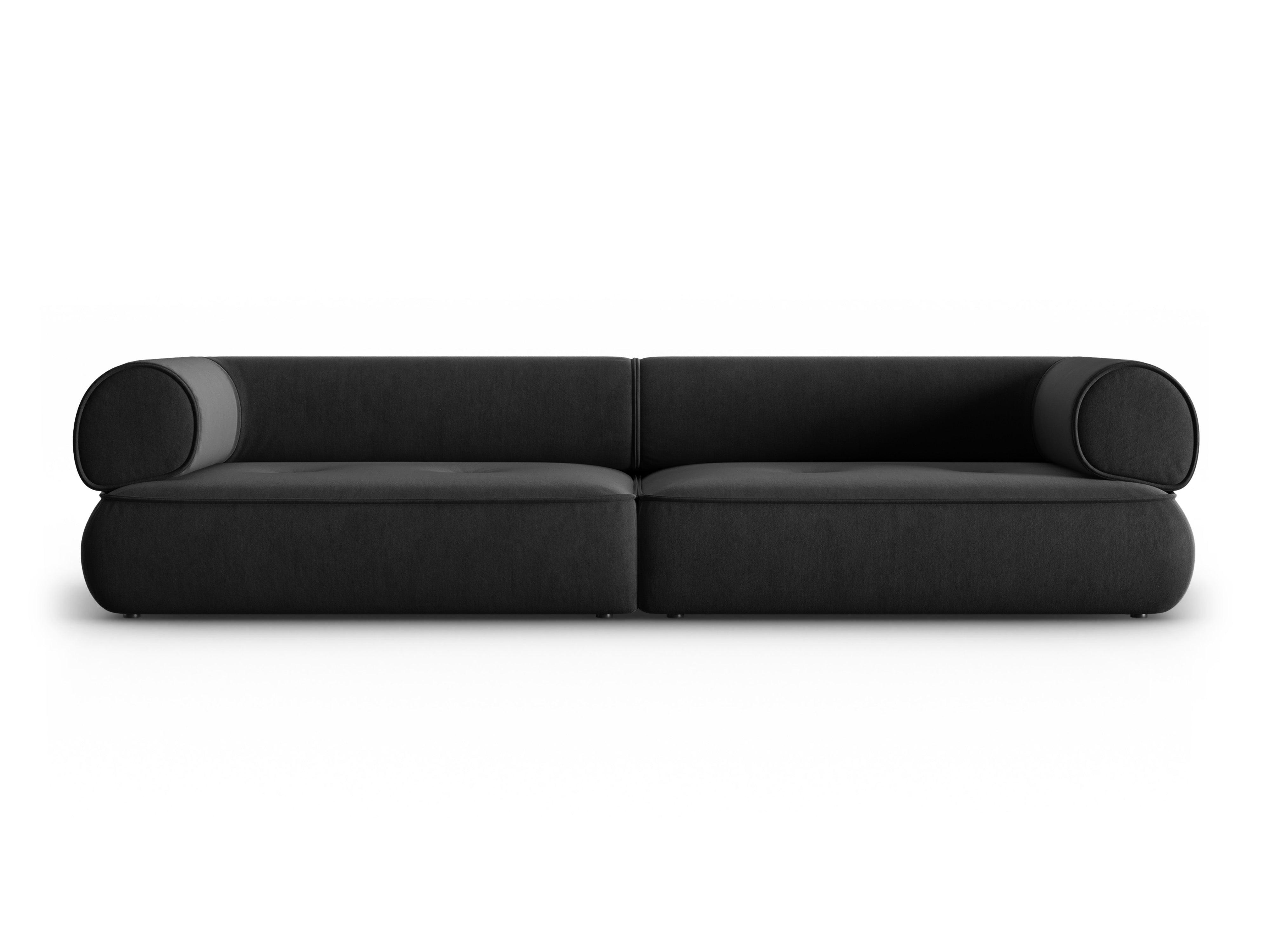Sofa w tkaninie szenilowej 4-osobowa LILY antracytowy Maison Heritage Eye on Design