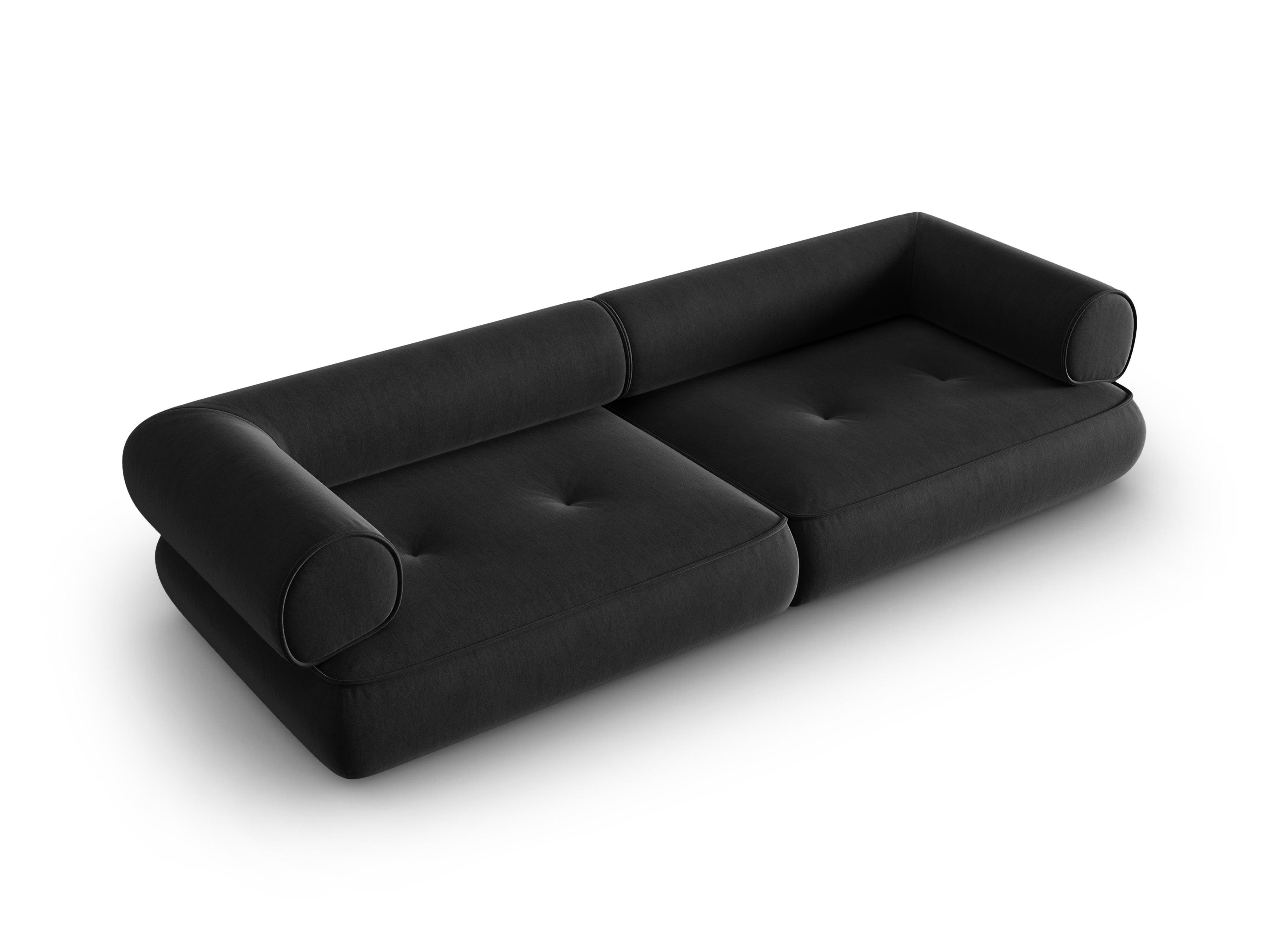 Sofa w tkaninie szenilowej 4-osobowa LILY antracytowy Maison Heritage Eye on Design