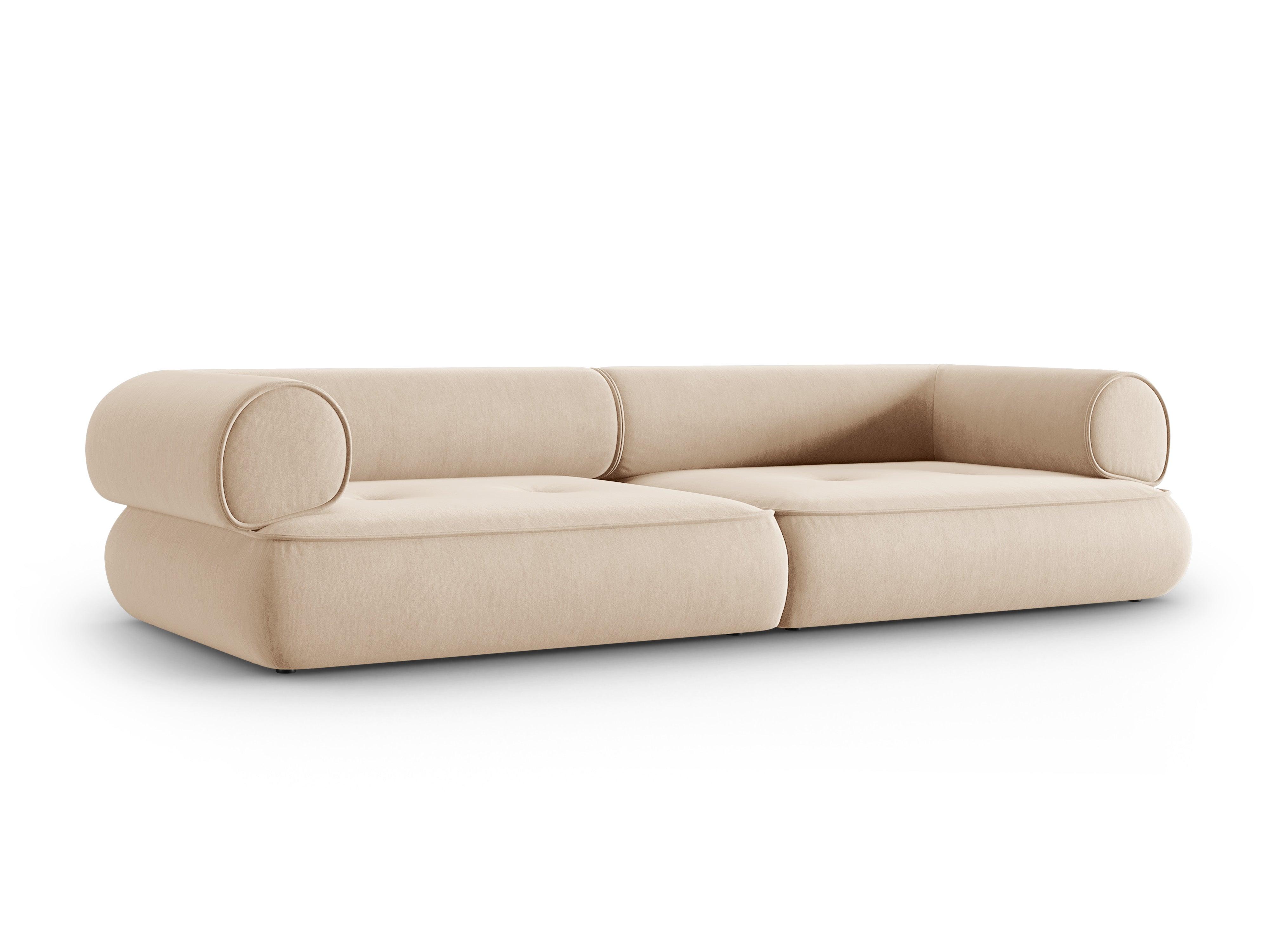 Sofa w tkaninie szenilowej 4-osobowa LILY beżowy Maison Heritage Eye on Design
