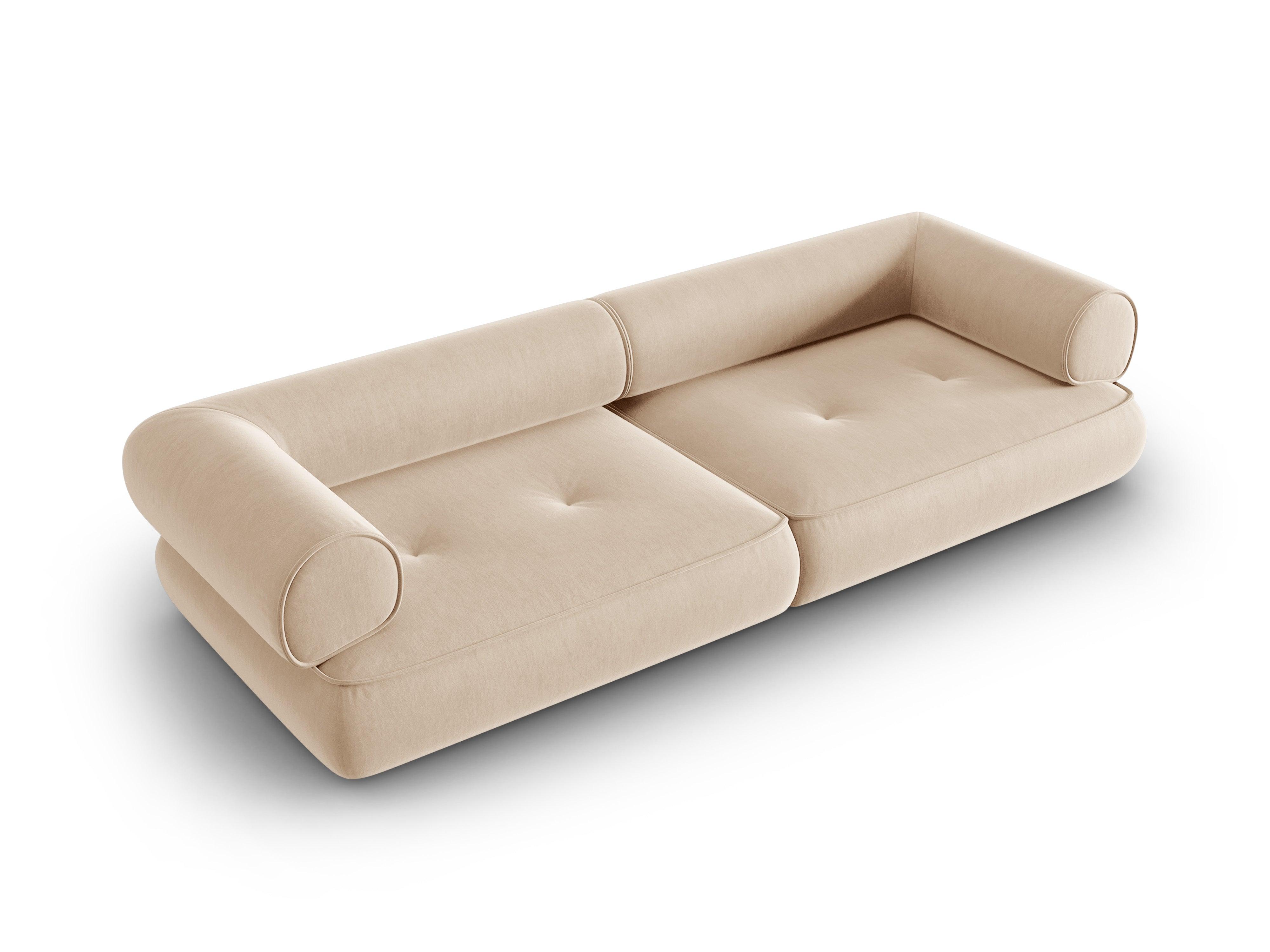 Sofa w tkaninie szenilowej 4-osobowa LILY beżowy Maison Heritage Eye on Design
