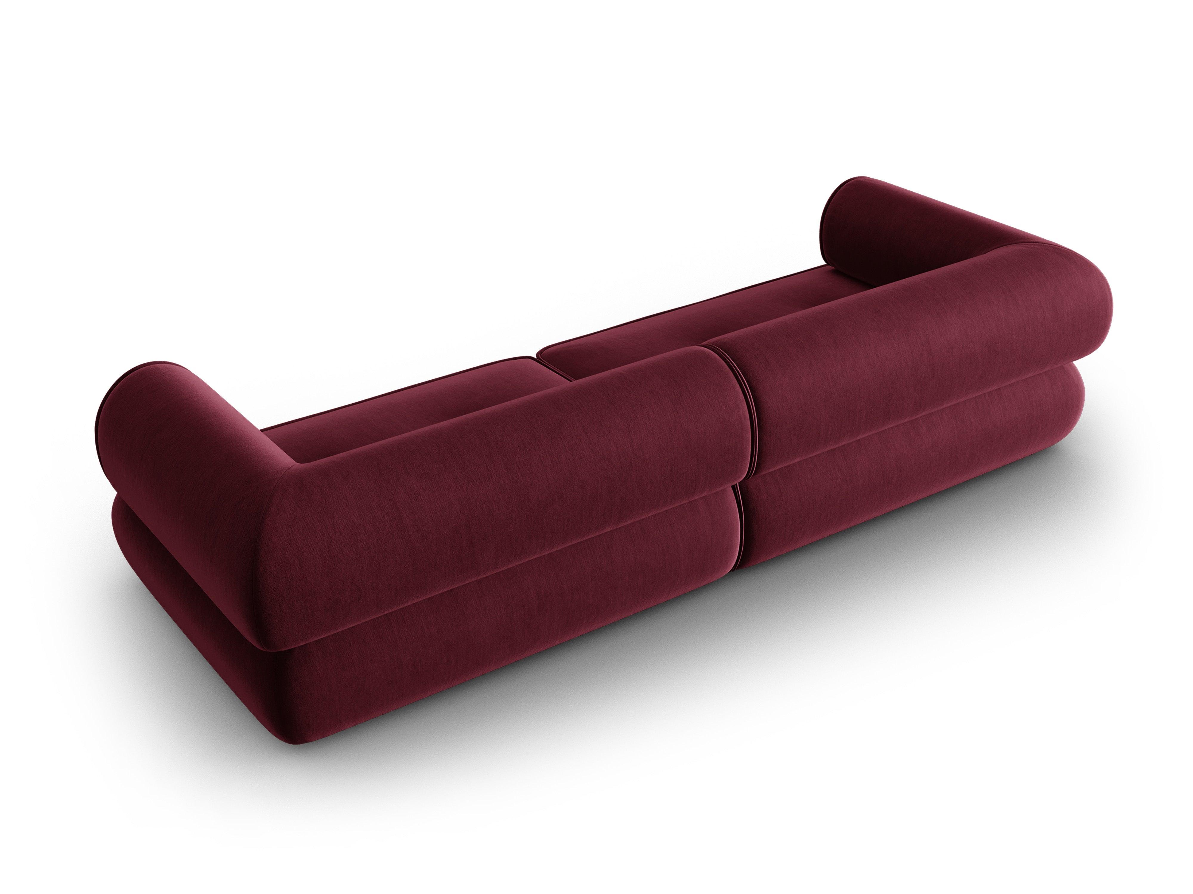 Sofa w tkaninie szenilowej 4-osobowa LILY burgundowy Maison Heritage Eye on Design