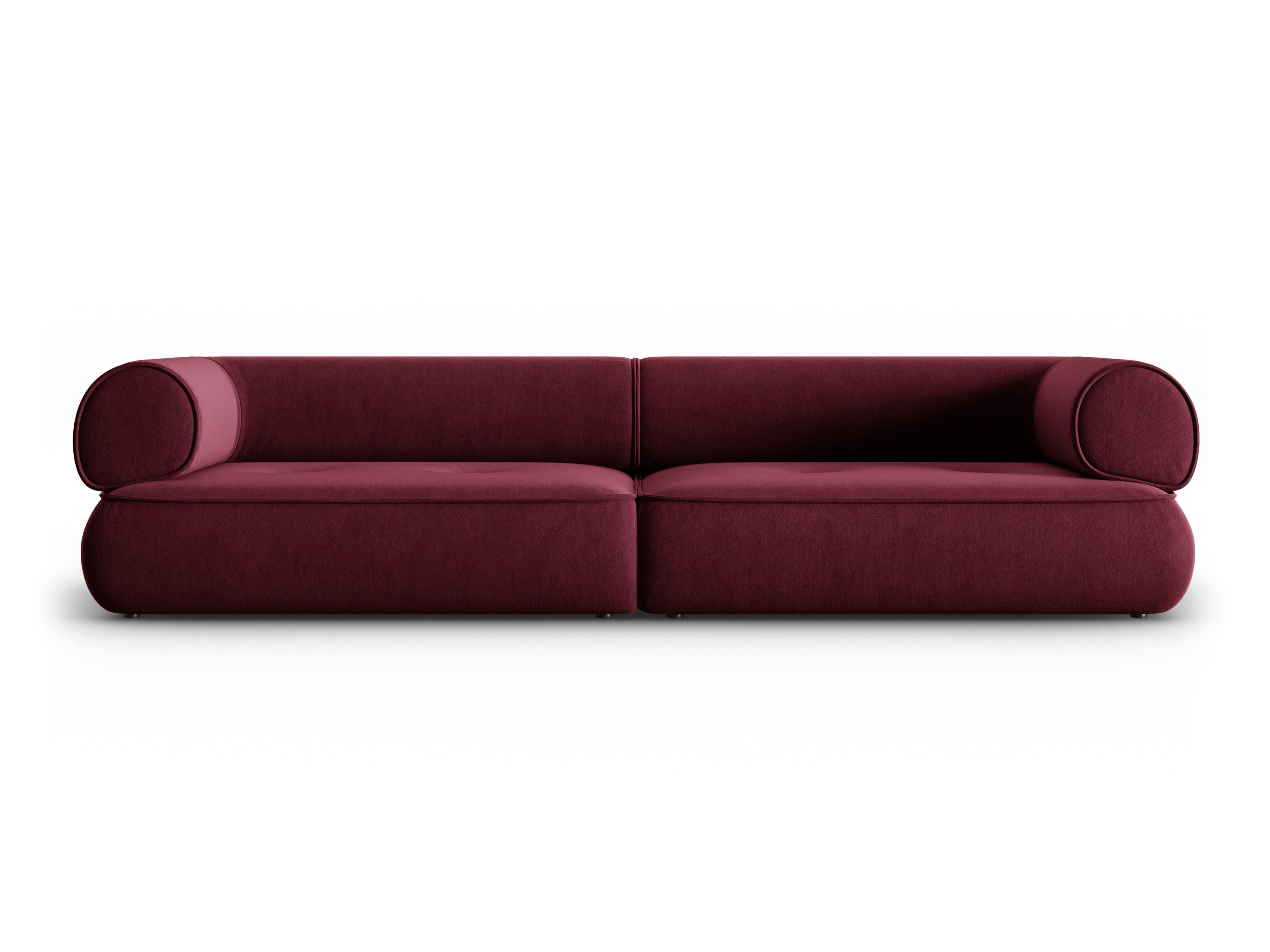 Sofa w tkaninie szenilowej 4-osobowa LILY burgundowy Maison Heritage Eye on Design
