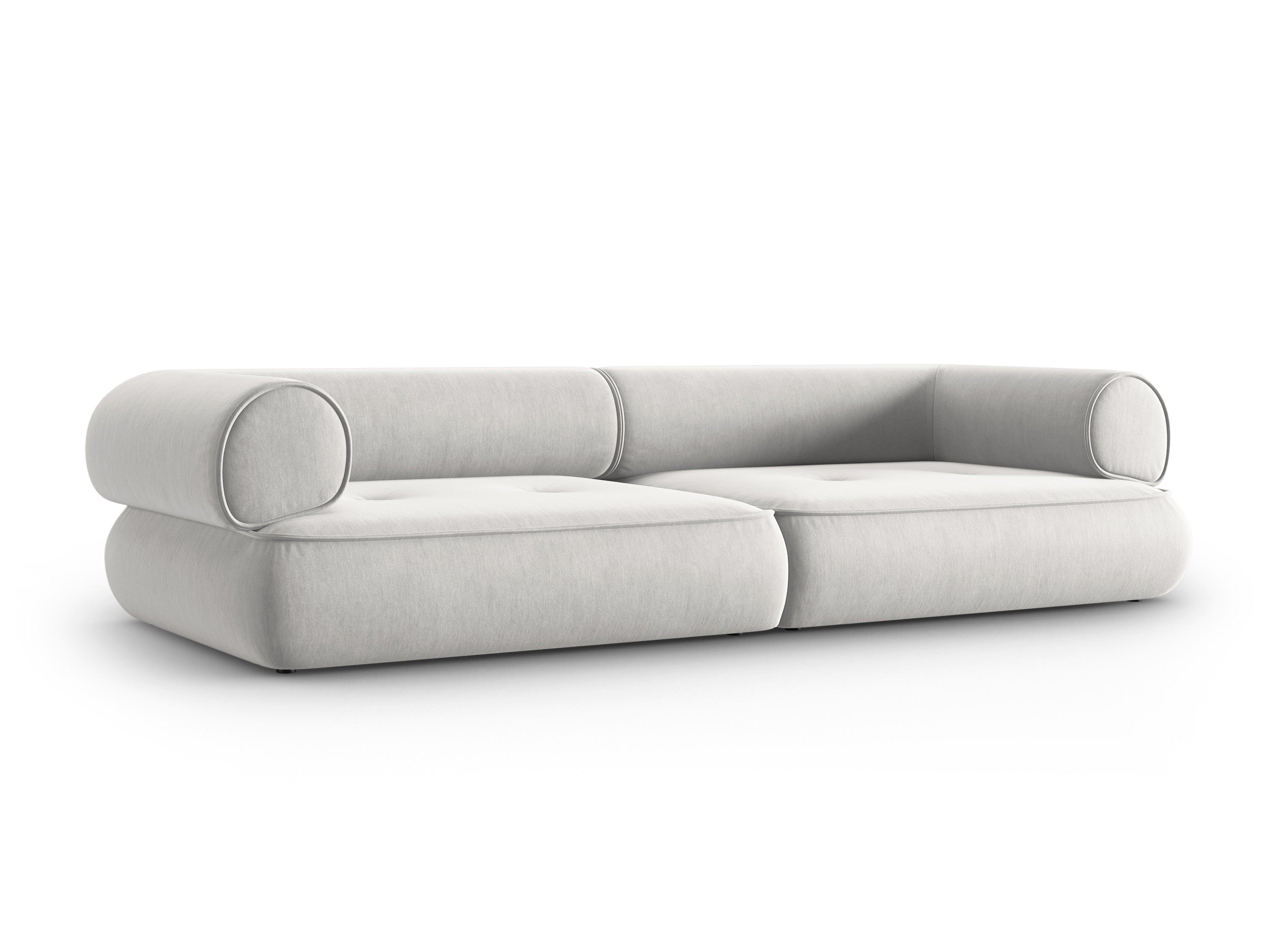 Sofa w tkaninie szenilowej 4-osobowa LILY srebrny Maison Heritage Eye on Design