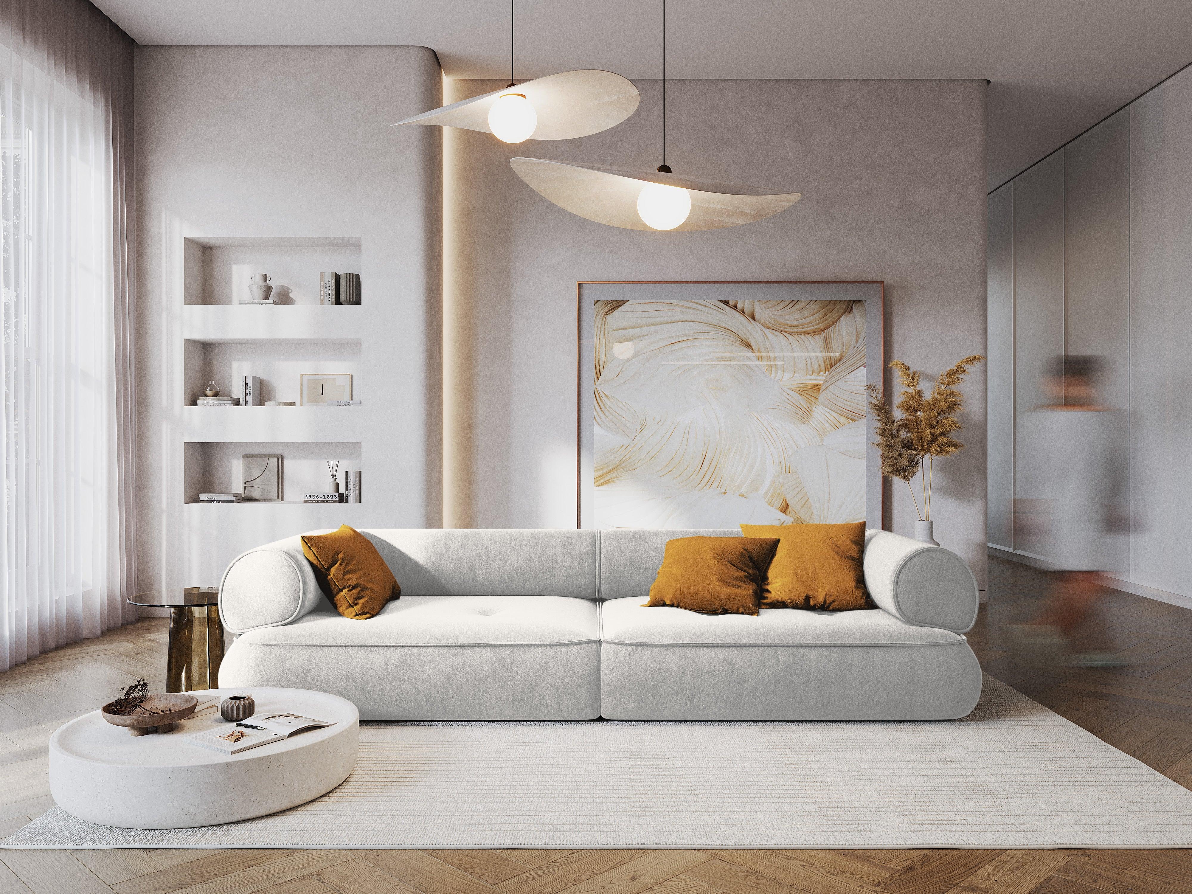 Sofa w tkaninie szenilowej 4-osobowa LILY srebrny Maison Heritage Eye on Design