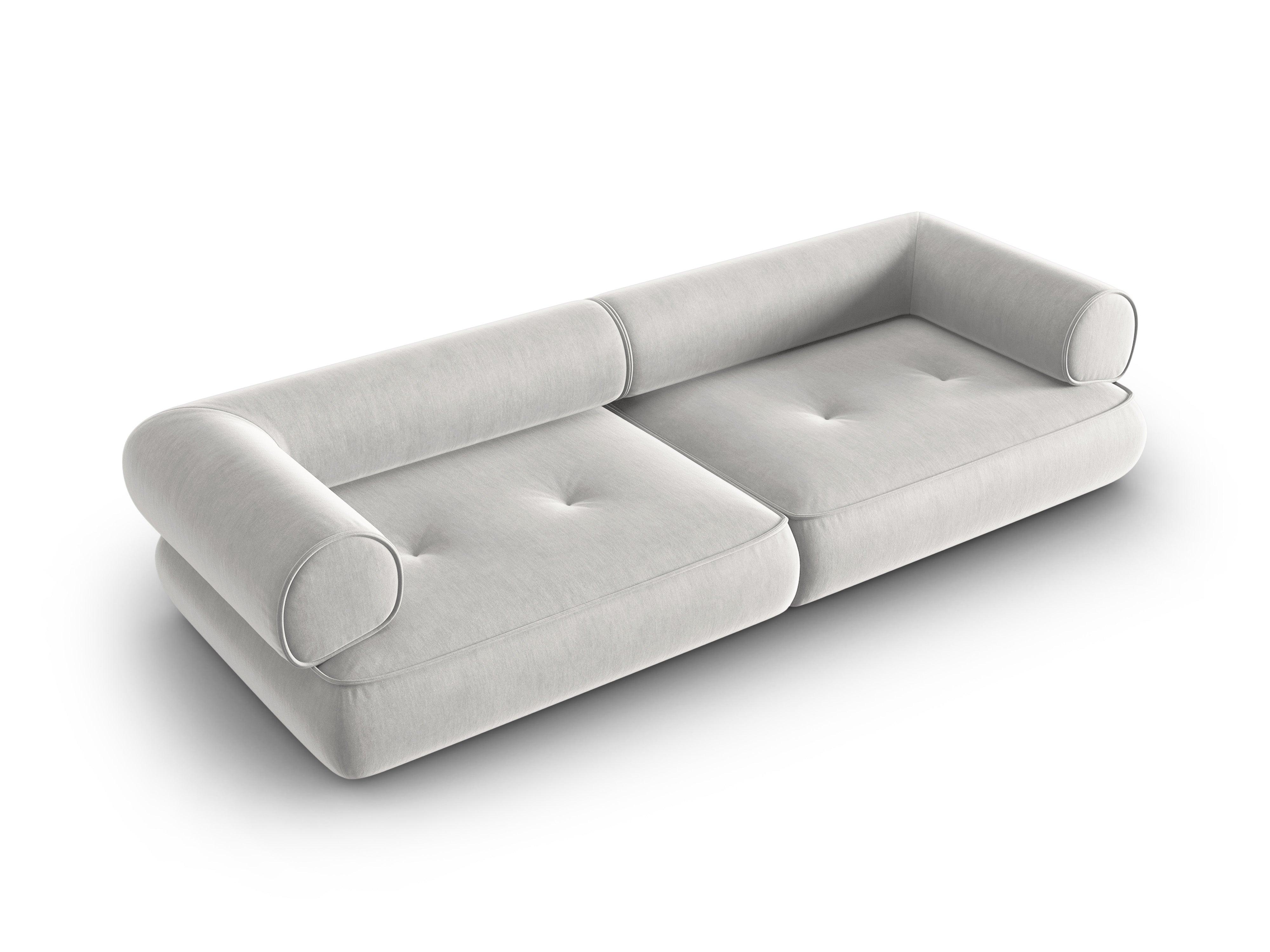 Sofa w tkaninie szenilowej 4-osobowa LILY srebrny Maison Heritage Eye on Design