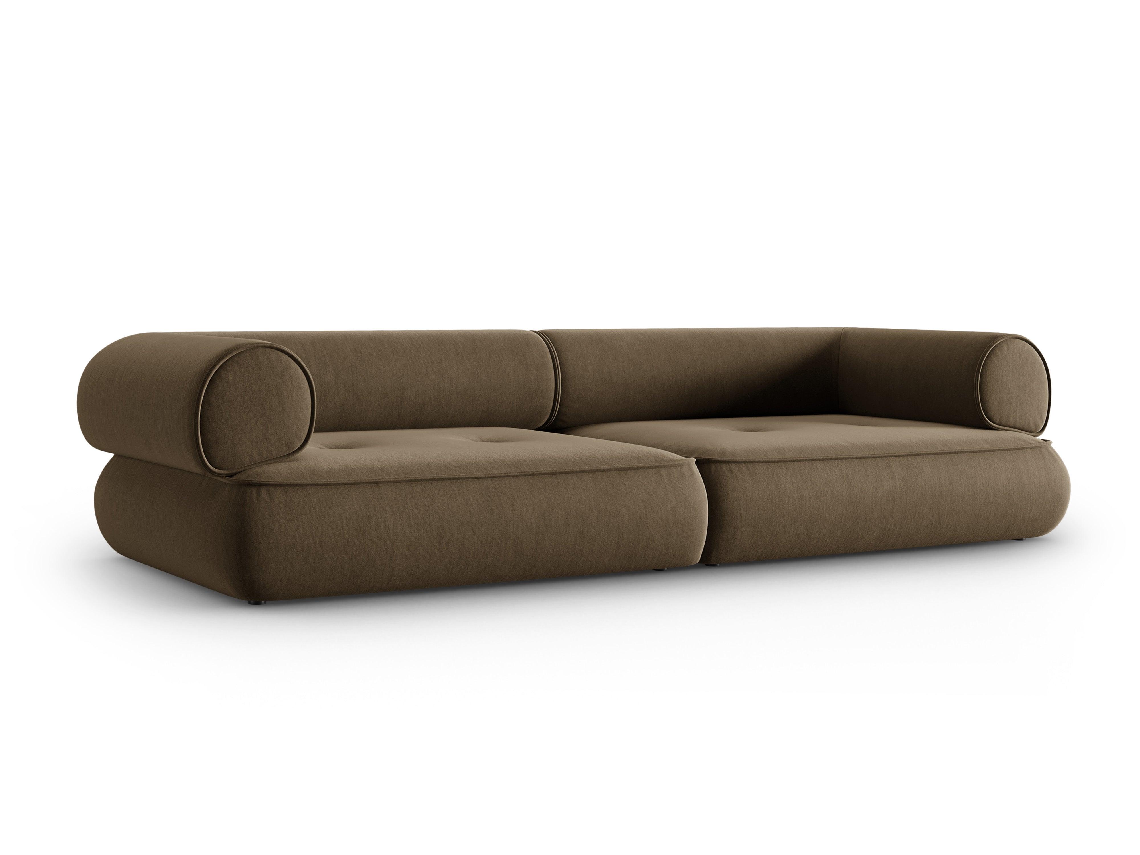 Sofa w tkaninie szenilowej 4-osobowa LILY szarobrązowy Maison Heritage Eye on Design