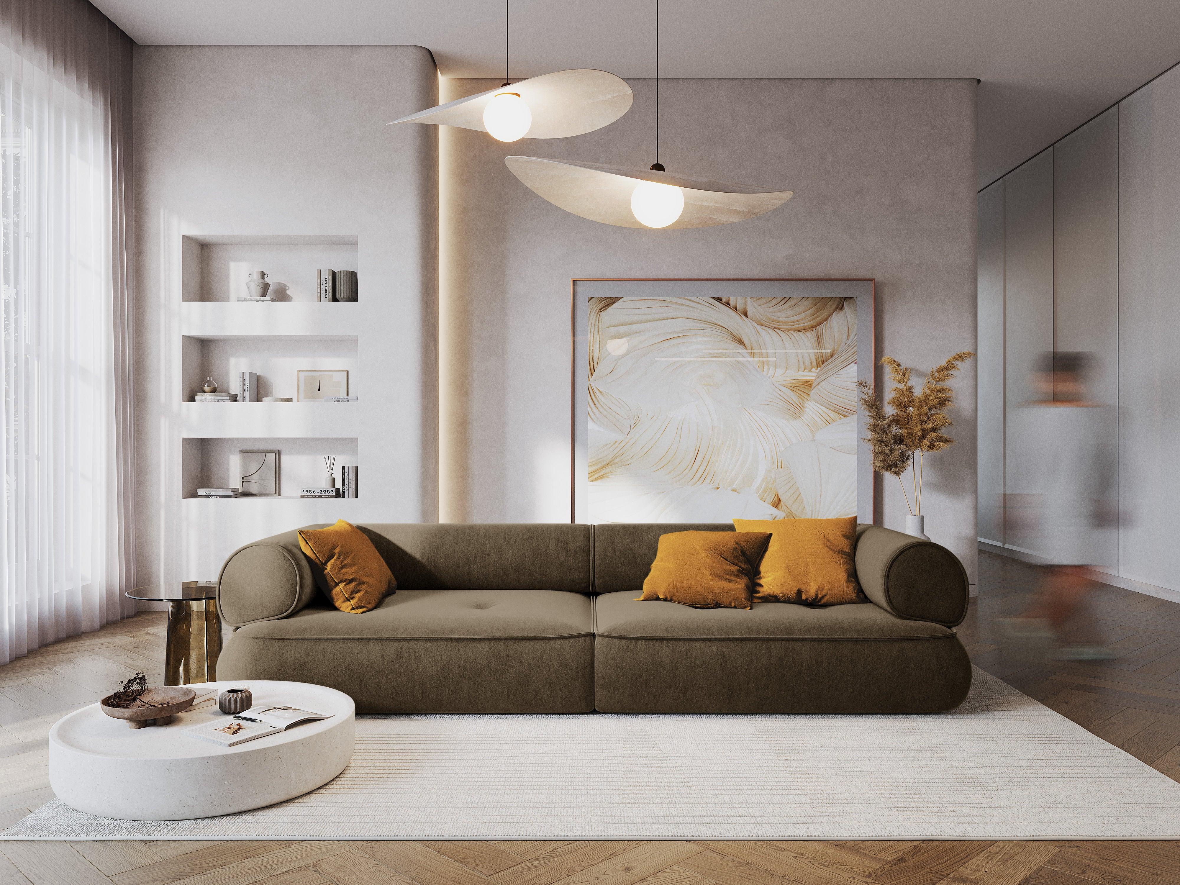 Sofa w tkaninie szenilowej 4-osobowa LILY szarobrązowy Maison Heritage Eye on Design