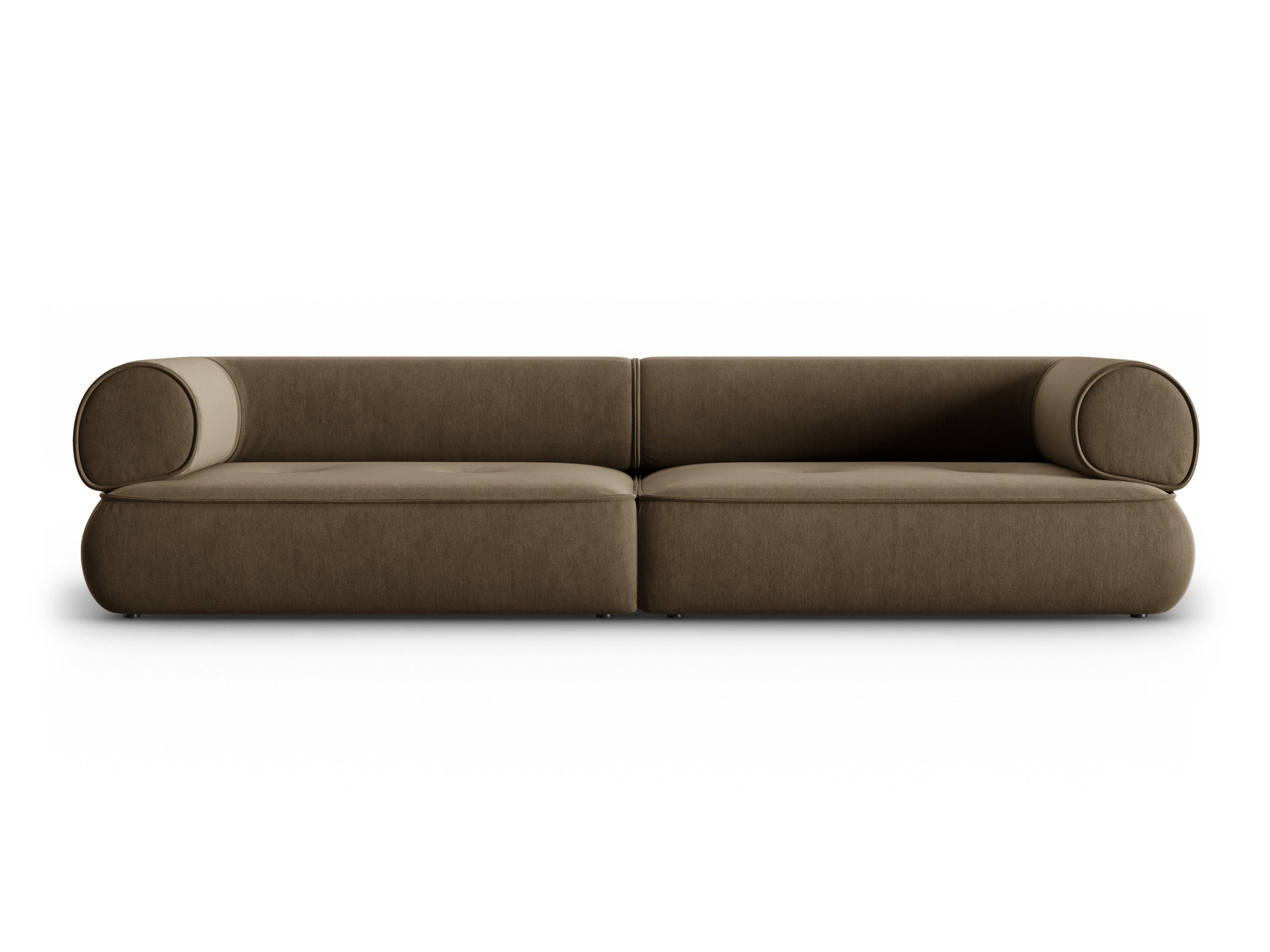 Sofa w tkaninie szenilowej 4-osobowa LILY szarobrązowy Maison Heritage Eye on Design