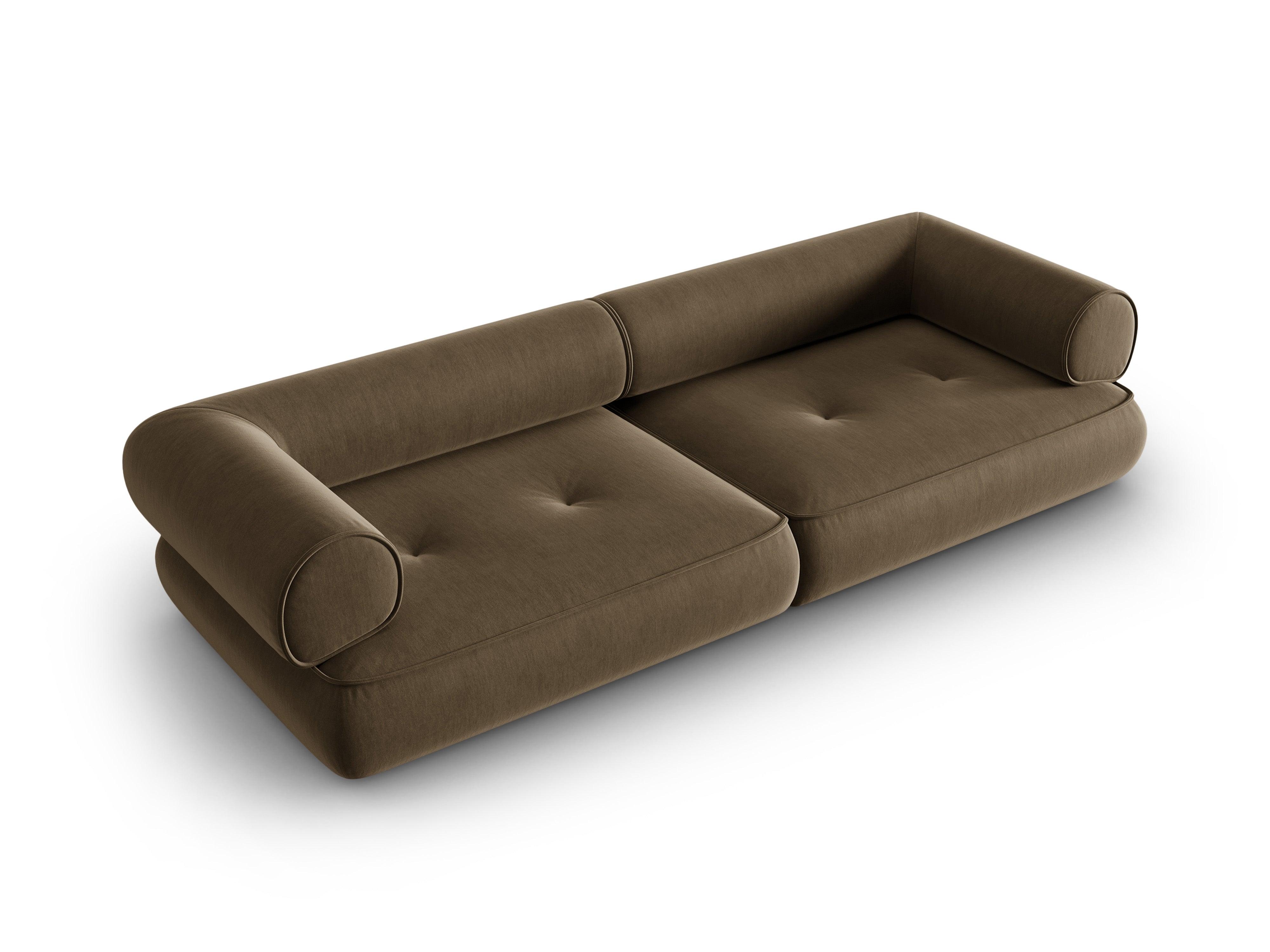 Sofa w tkaninie szenilowej 4-osobowa LILY szarobrązowy Maison Heritage Eye on Design