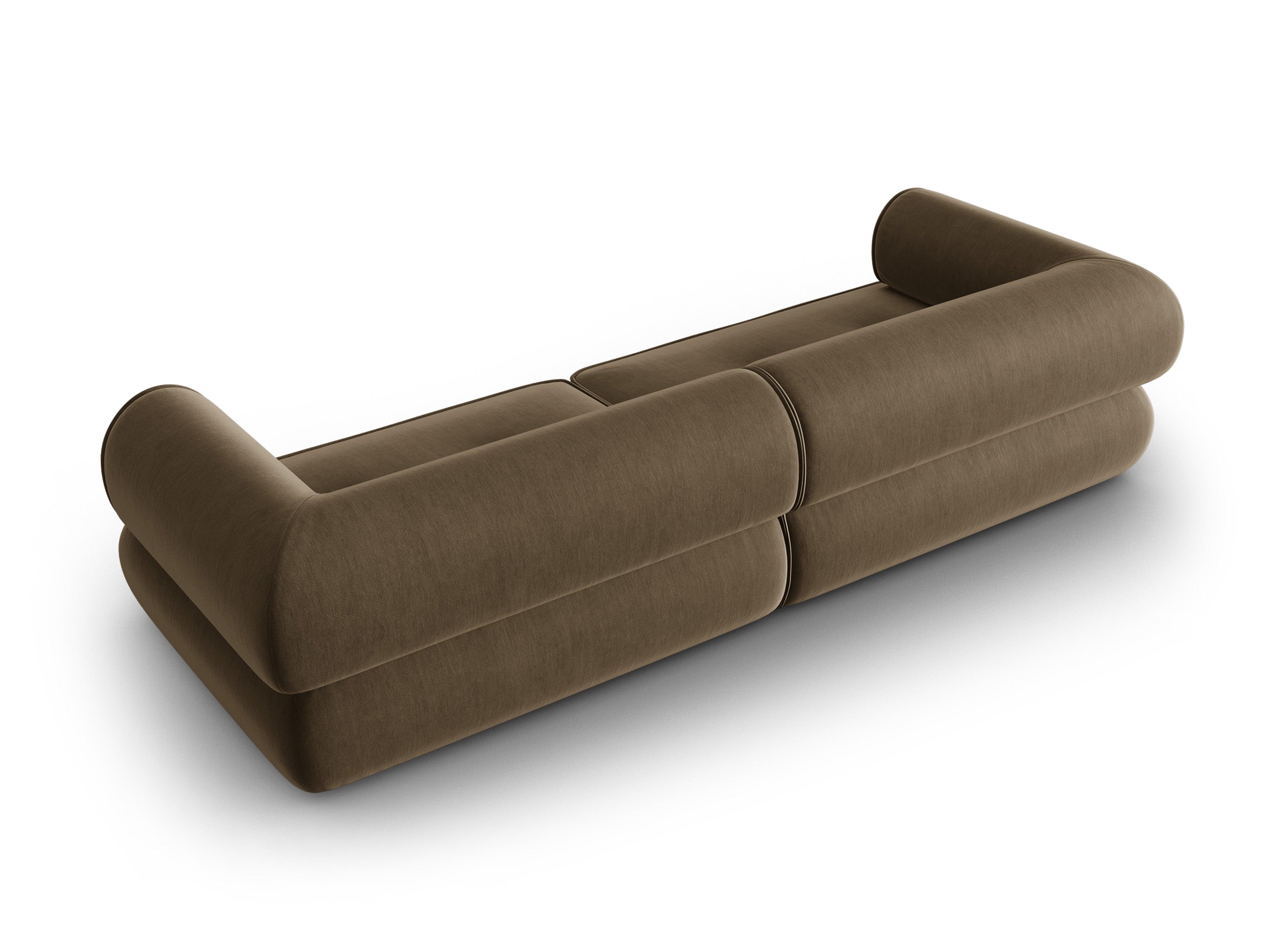 Sofa w tkaninie szenilowej 4-osobowa LILY szarobrązowy Maison Heritage Eye on Design