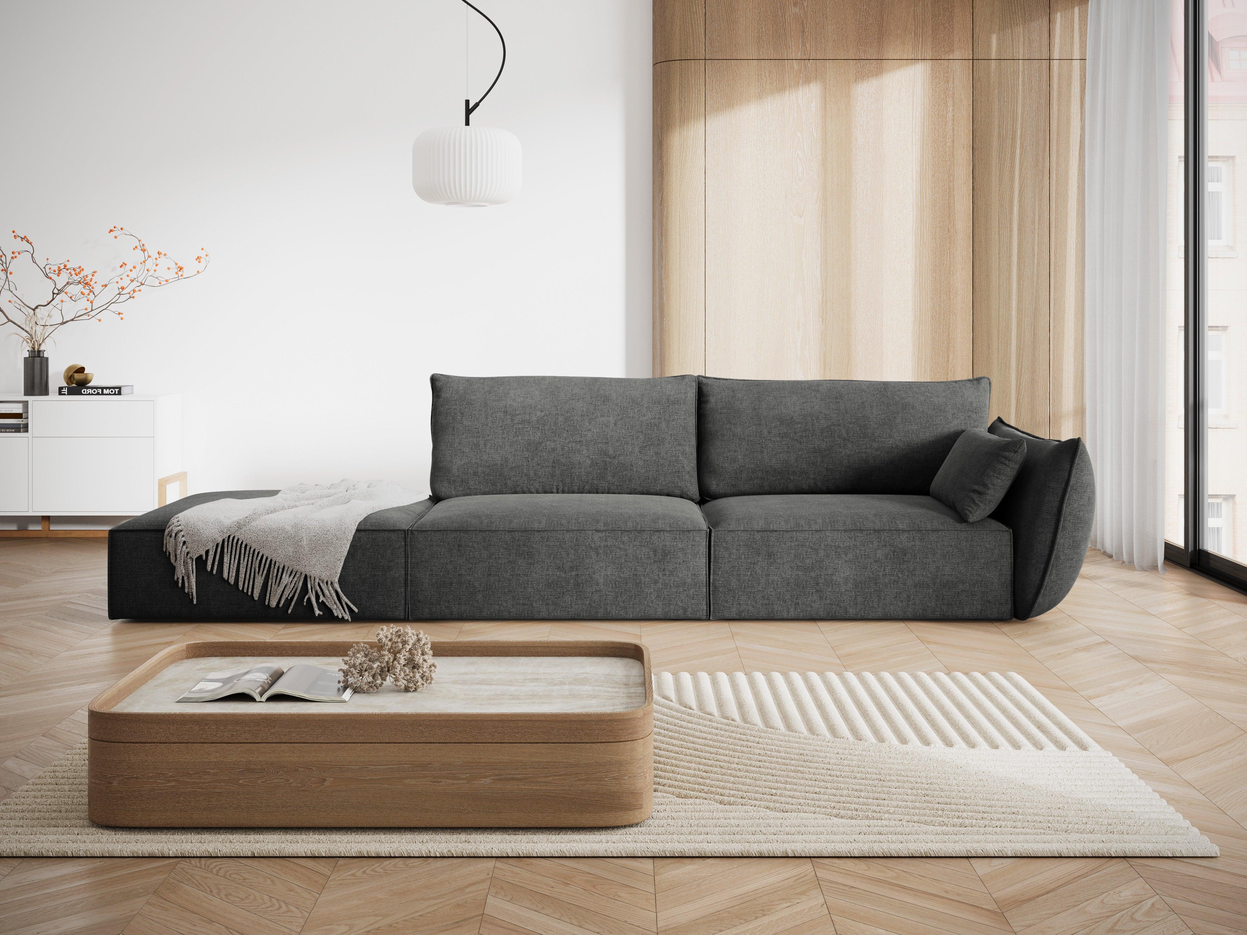 Sofa w tkaninie szenilowej lewostronna otwarta VANDA ciemnoszary Mazzini Sofas Eye on Design