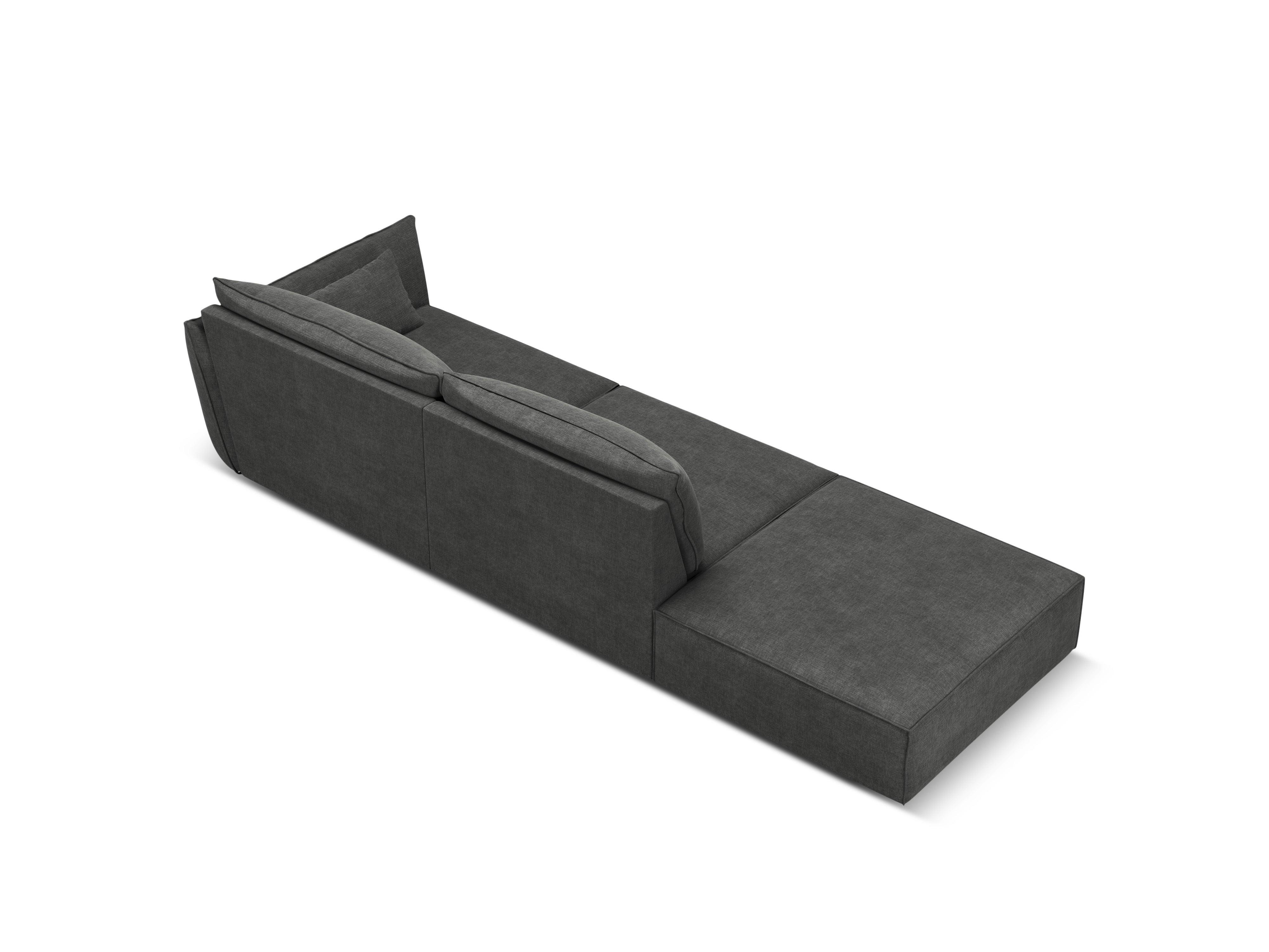 Sofa w tkaninie szenilowej lewostronna otwarta VANDA ciemnoszary Mazzini Sofas Eye on Design