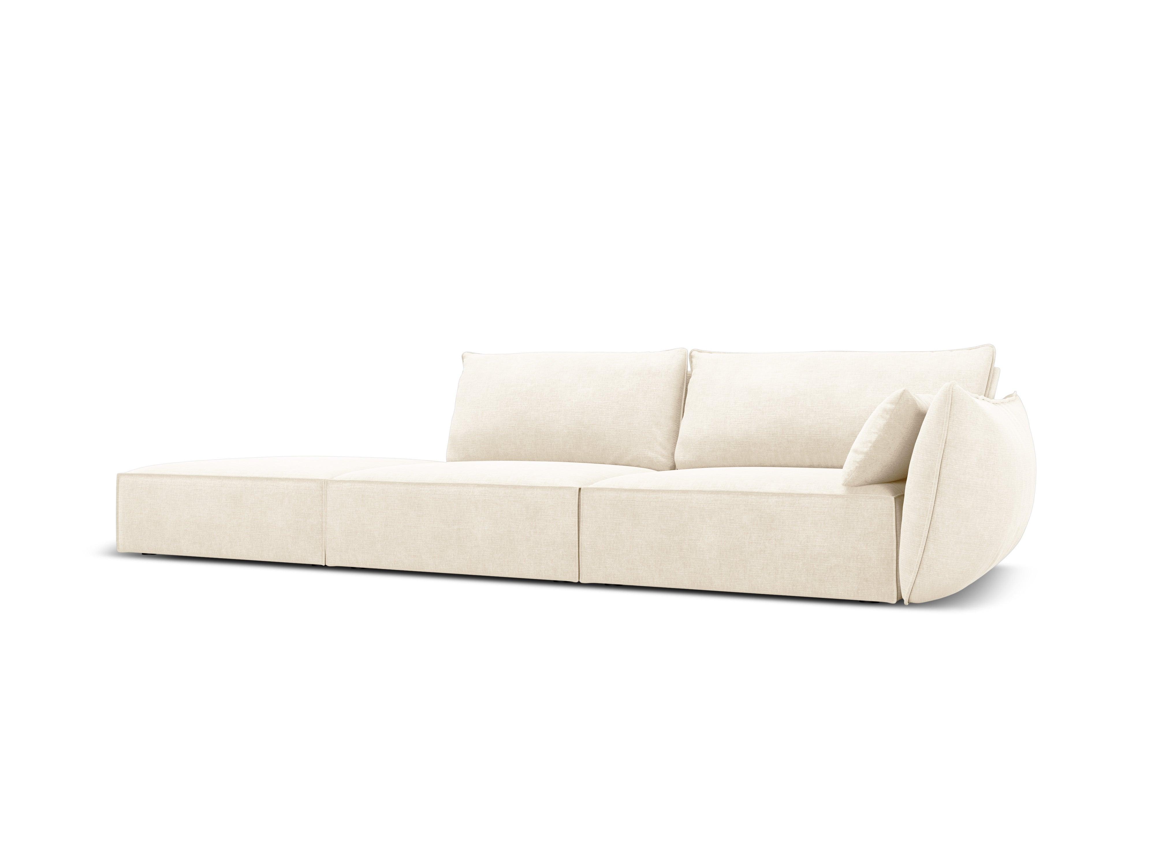 Sofa w tkaninie szenilowej lewostronna otwarta VANDA jasnobeżowy Mazzini Sofas Eye on Design