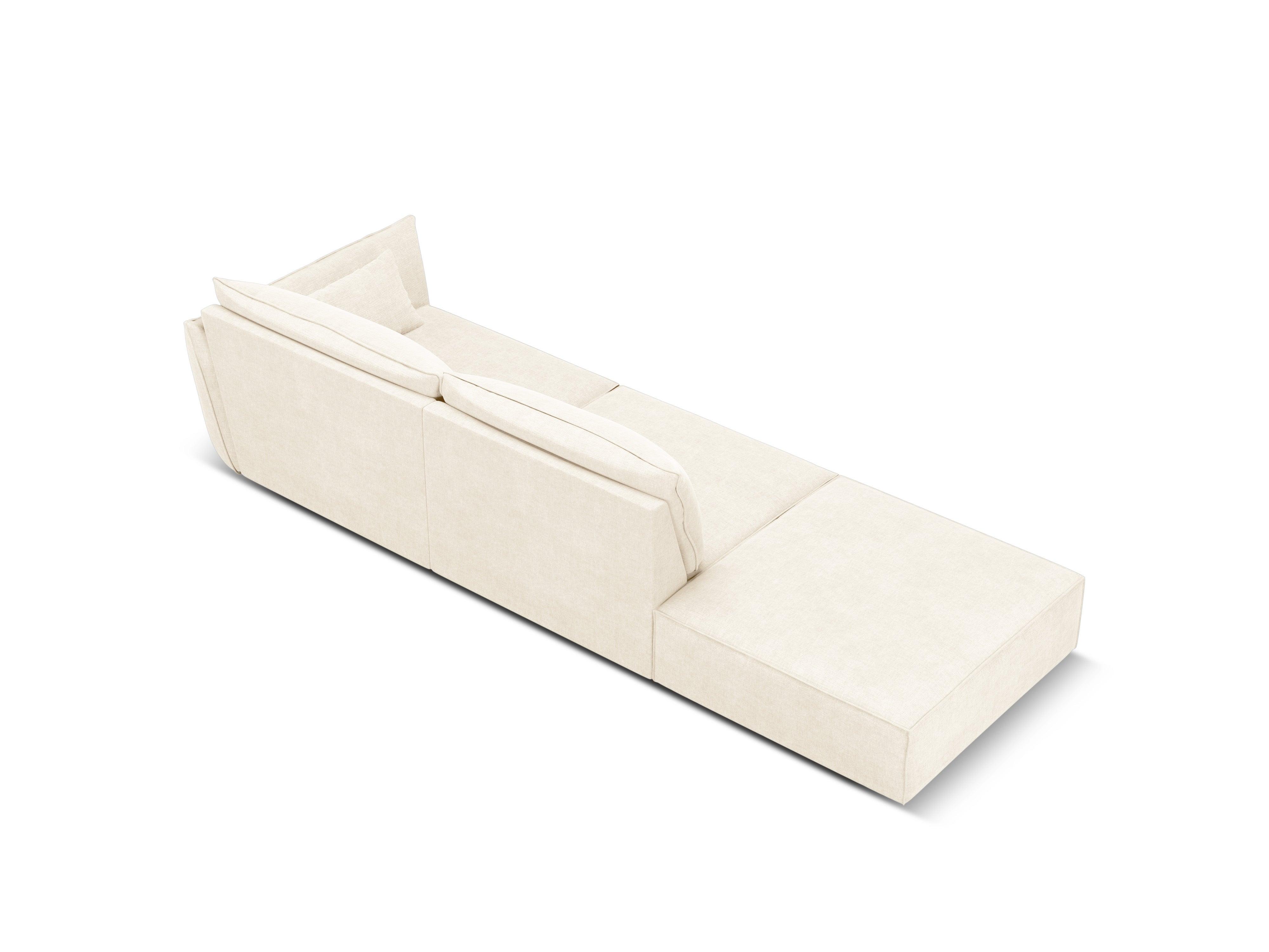 Sofa w tkaninie szenilowej lewostronna otwarta VANDA jasnobeżowy Mazzini Sofas Eye on Design