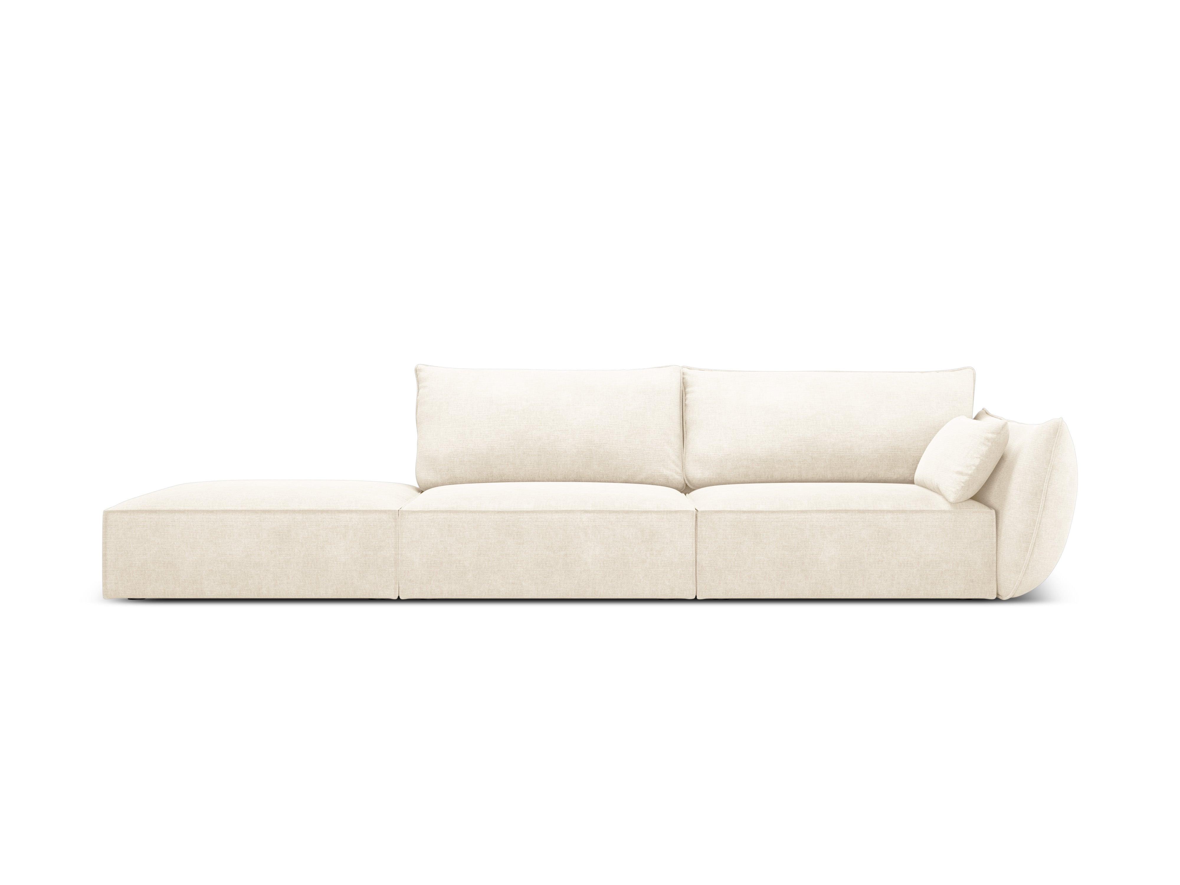 Sofa w tkaninie szenilowej lewostronna otwarta VANDA jasnobeżowy Mazzini Sofas Eye on Design