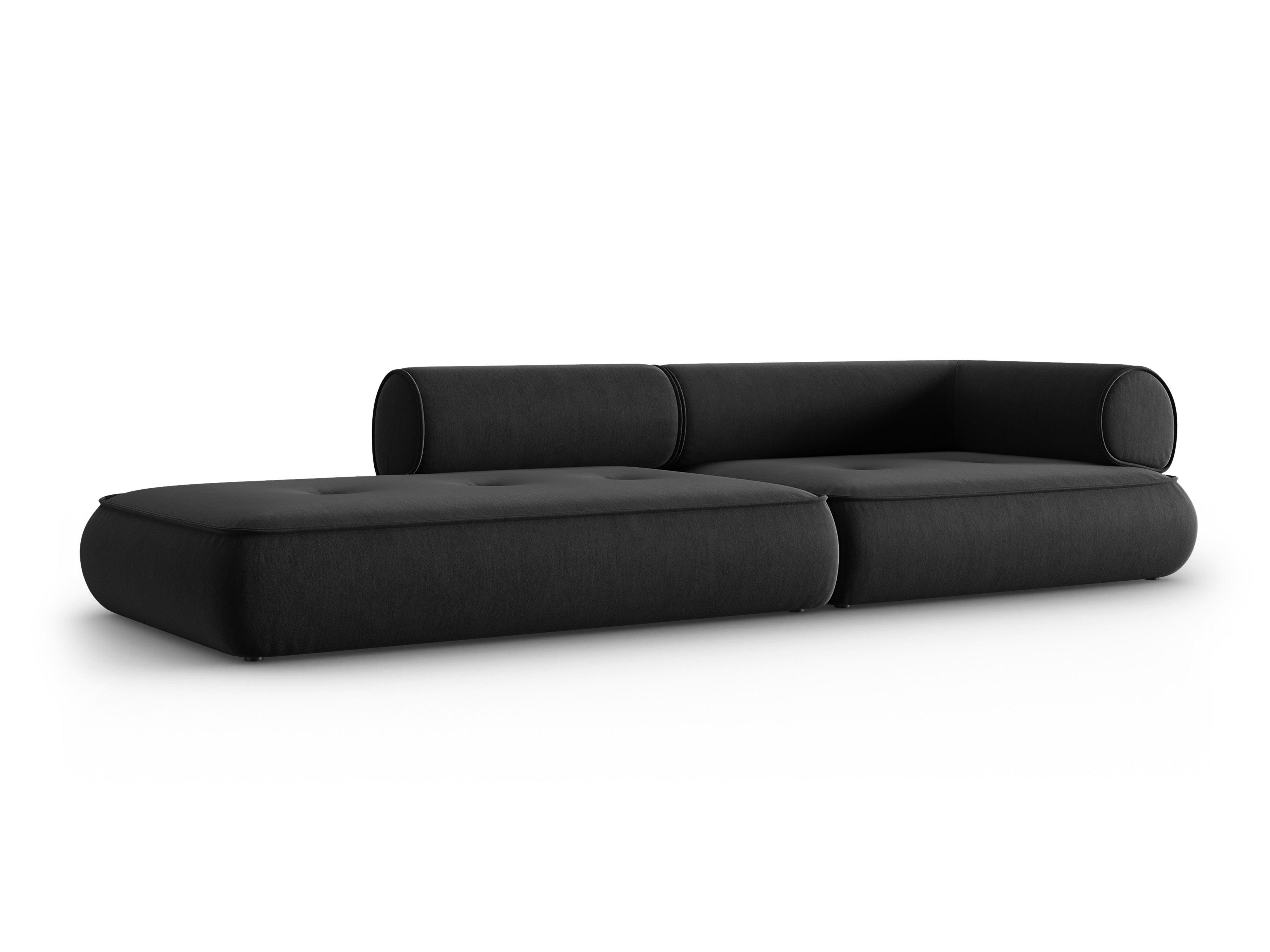 Sofa w tkaninie szenilowej otwarta lewostronna LILY antracytowy Maison Heritage Eye on Design