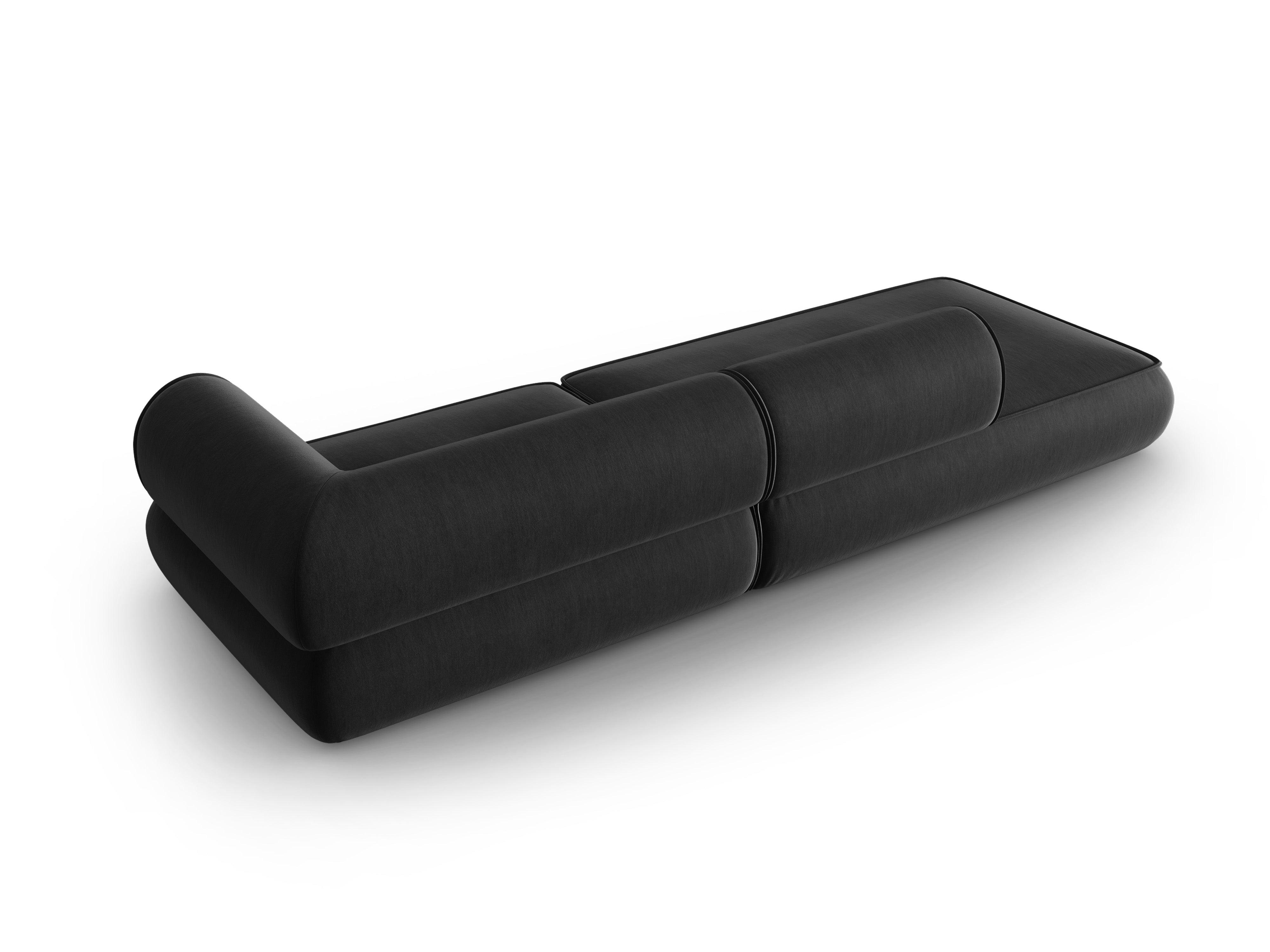 Sofa w tkaninie szenilowej otwarta lewostronna LILY antracytowy Maison Heritage Eye on Design