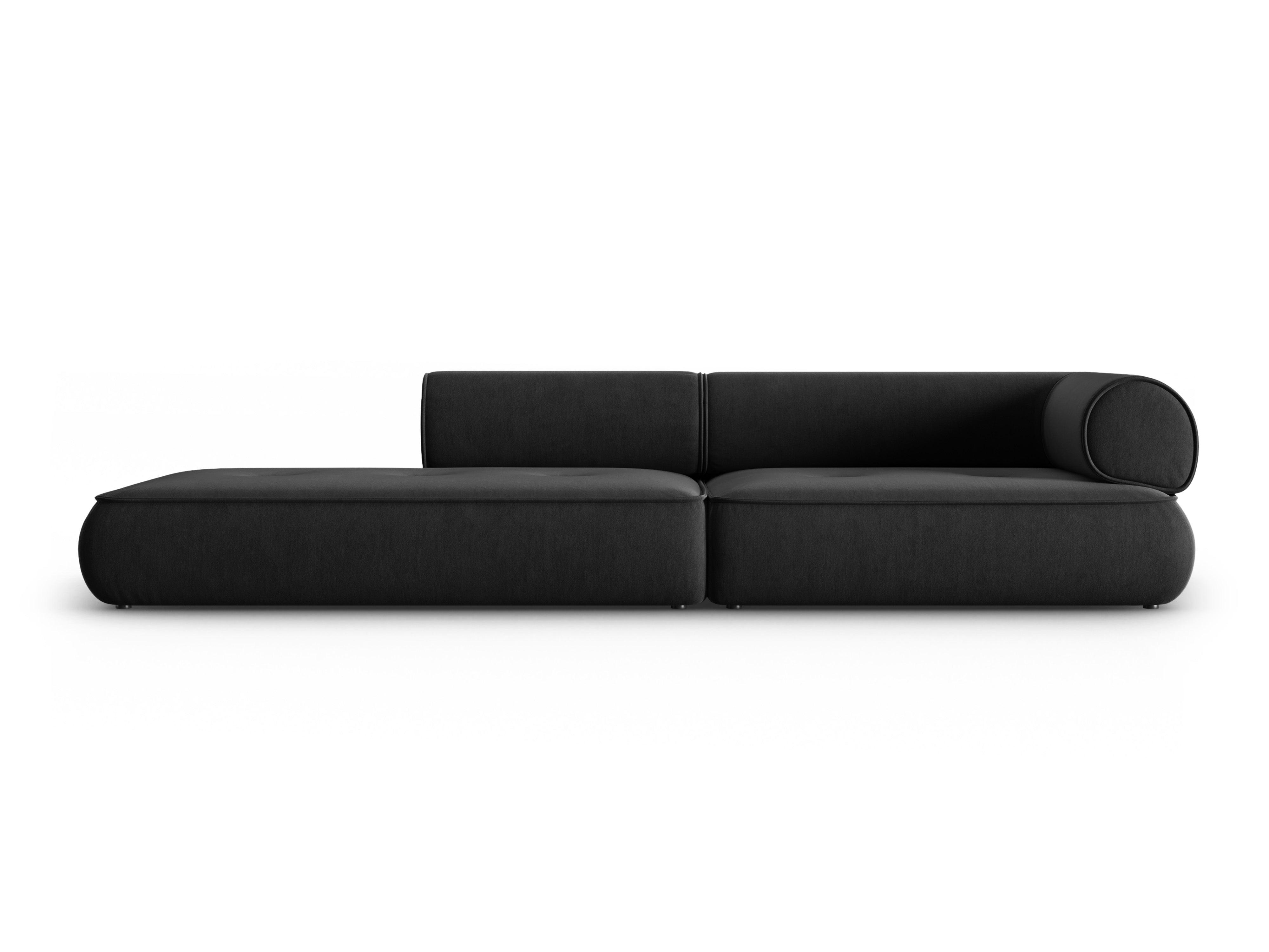 Sofa w tkaninie szenilowej otwarta lewostronna LILY antracytowy Maison Heritage Eye on Design