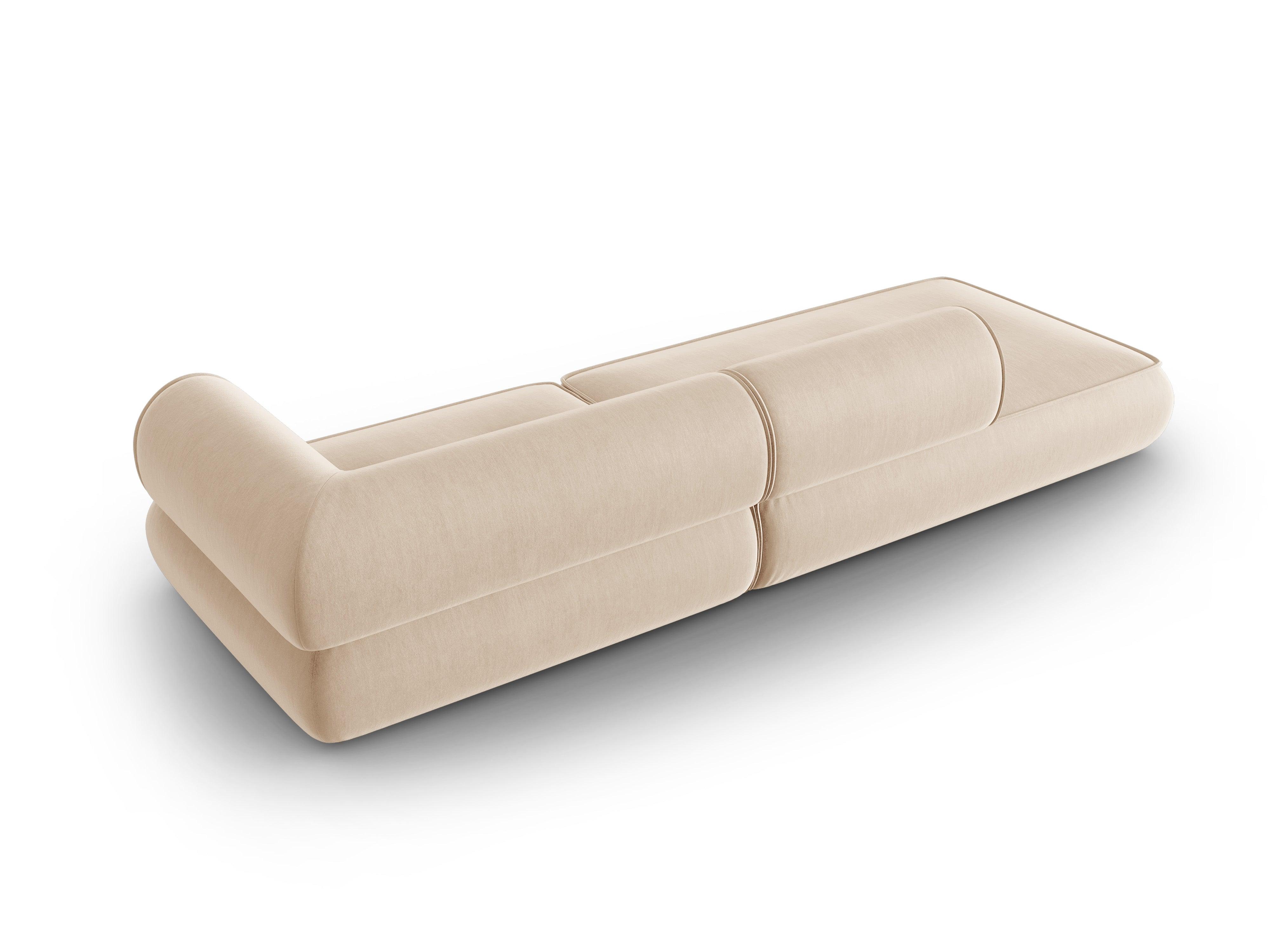 Sofa w tkaninie szenilowej otwarta lewostronna LILY beżowy Maison Heritage Eye on Design
