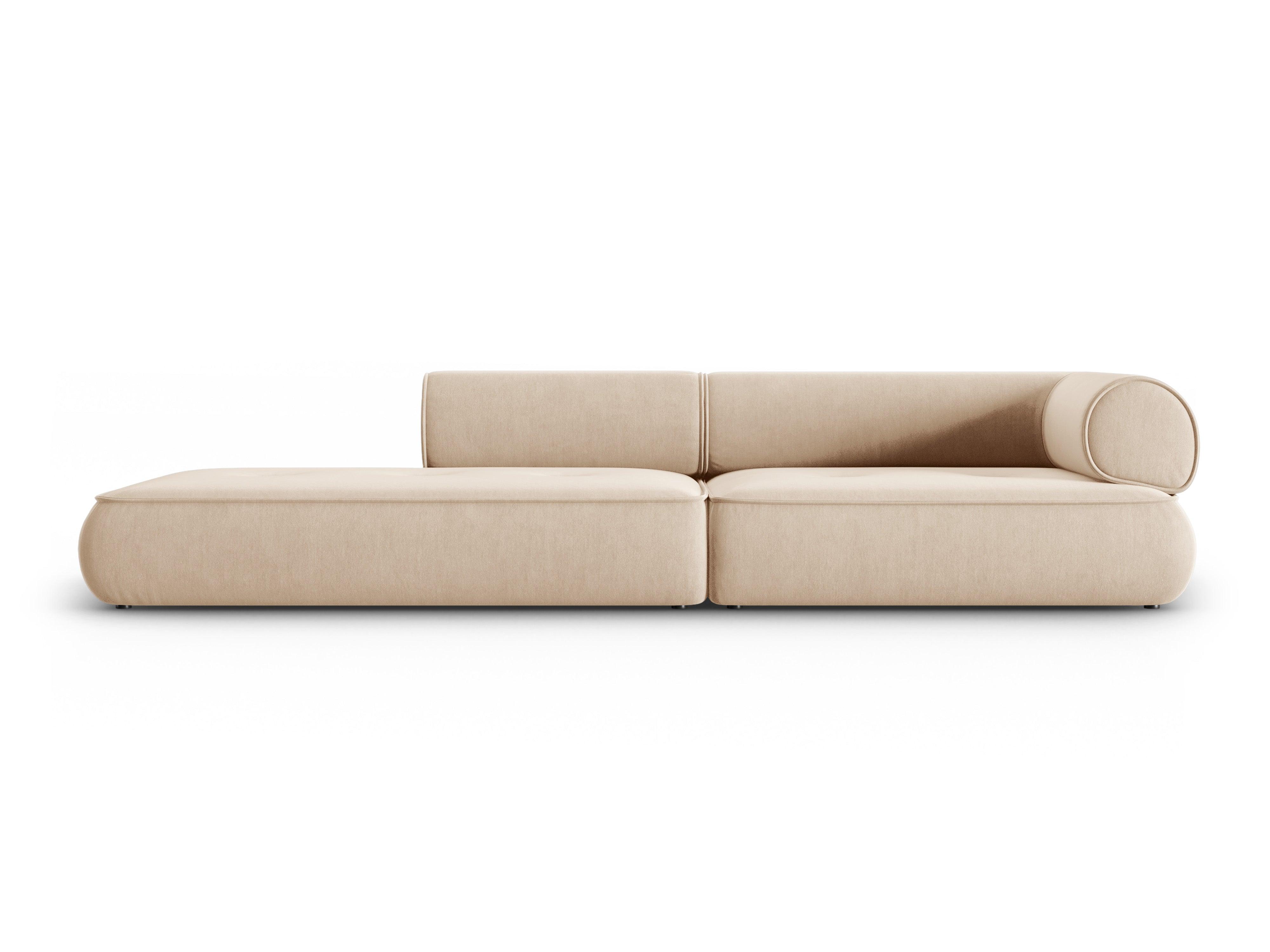 Sofa w tkaninie szenilowej otwarta lewostronna LILY beżowy Maison Heritage Eye on Design