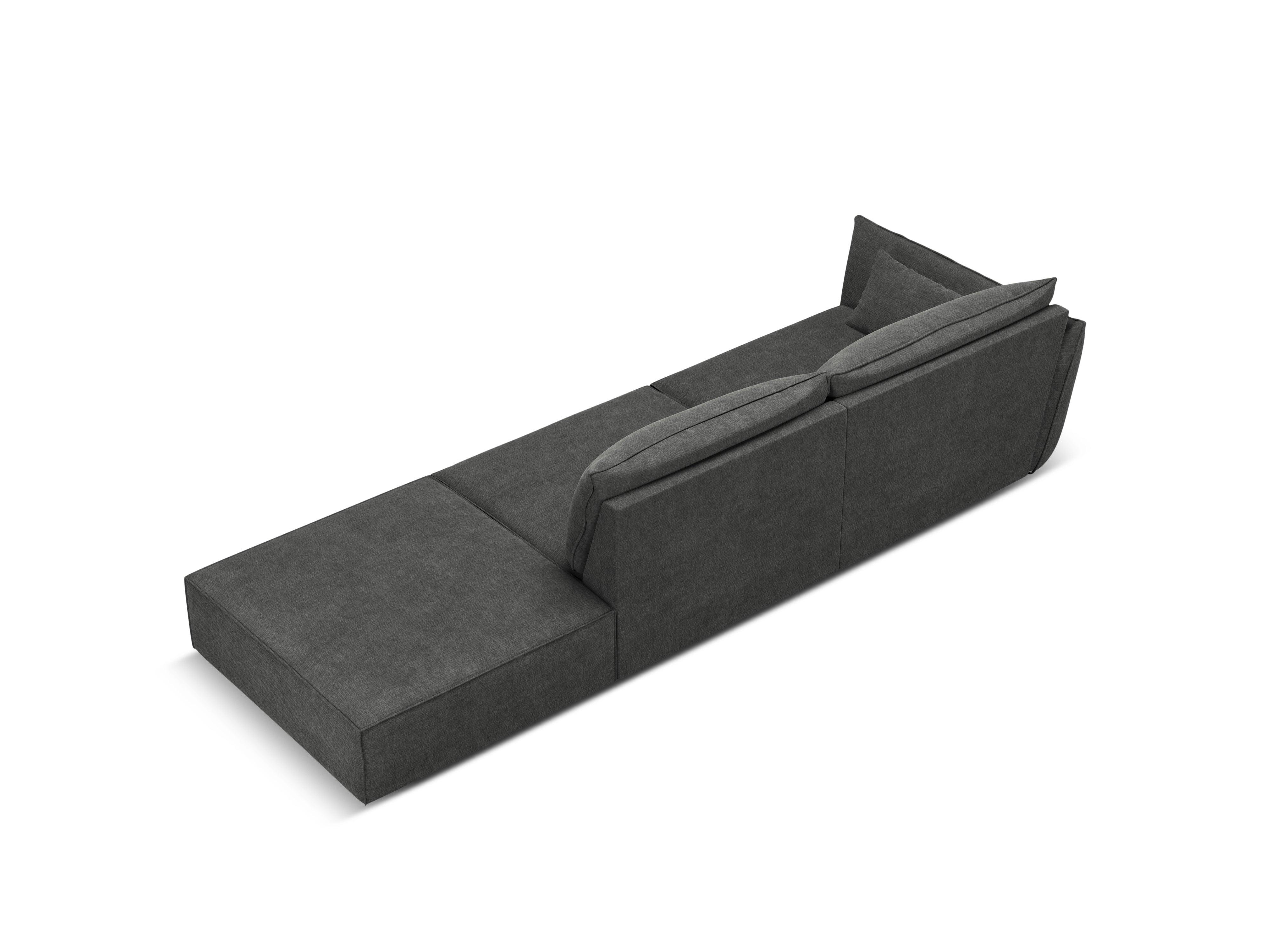 Sofa w tkaninie szenilowej prawostronna otwarta VANDA ciemnoszary Mazzini Sofas Eye on Design