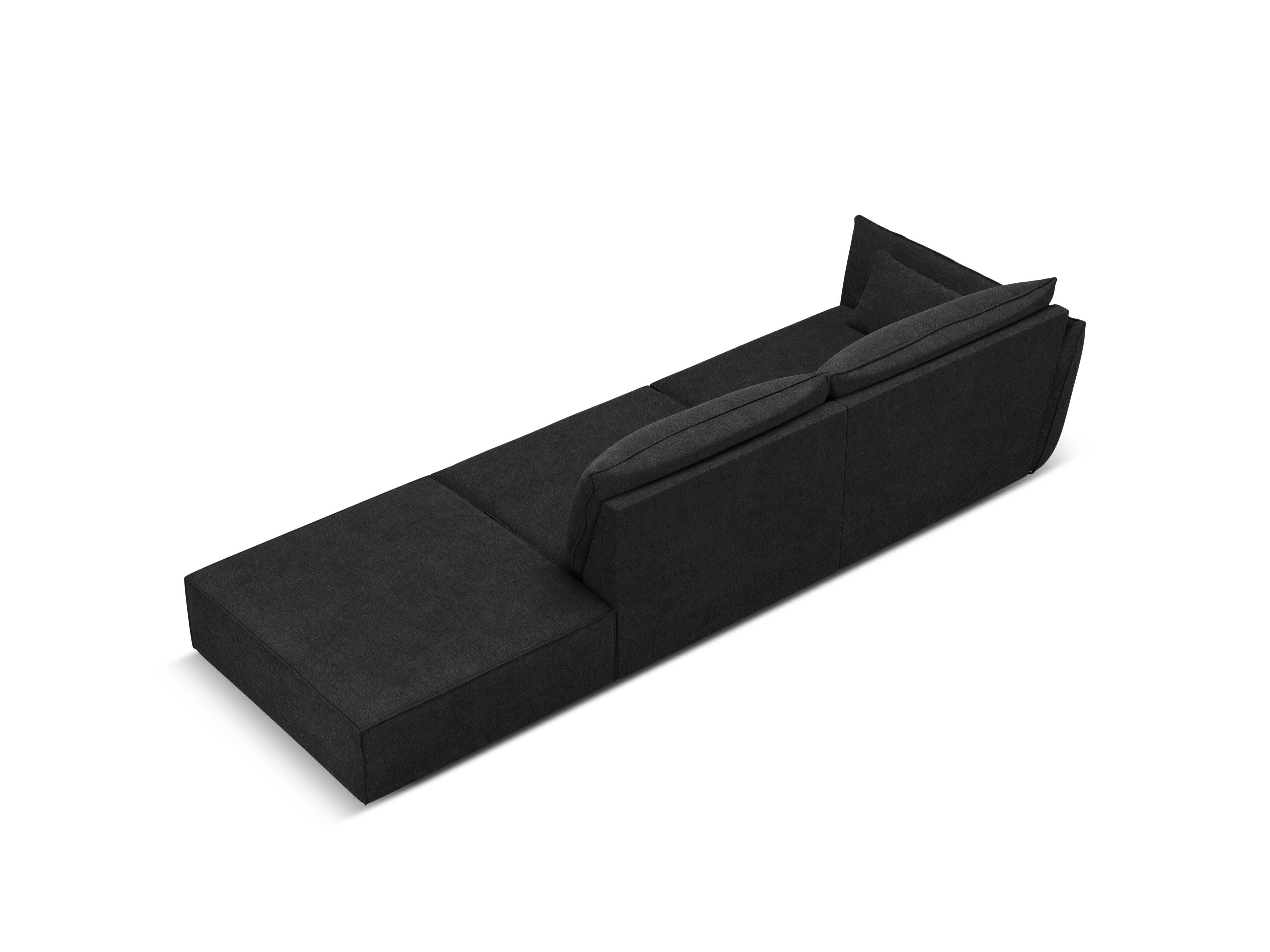 Sofa w tkaninie szenilowej prawostronna otwarta VANDA czarny Mazzini Sofas Eye on Design