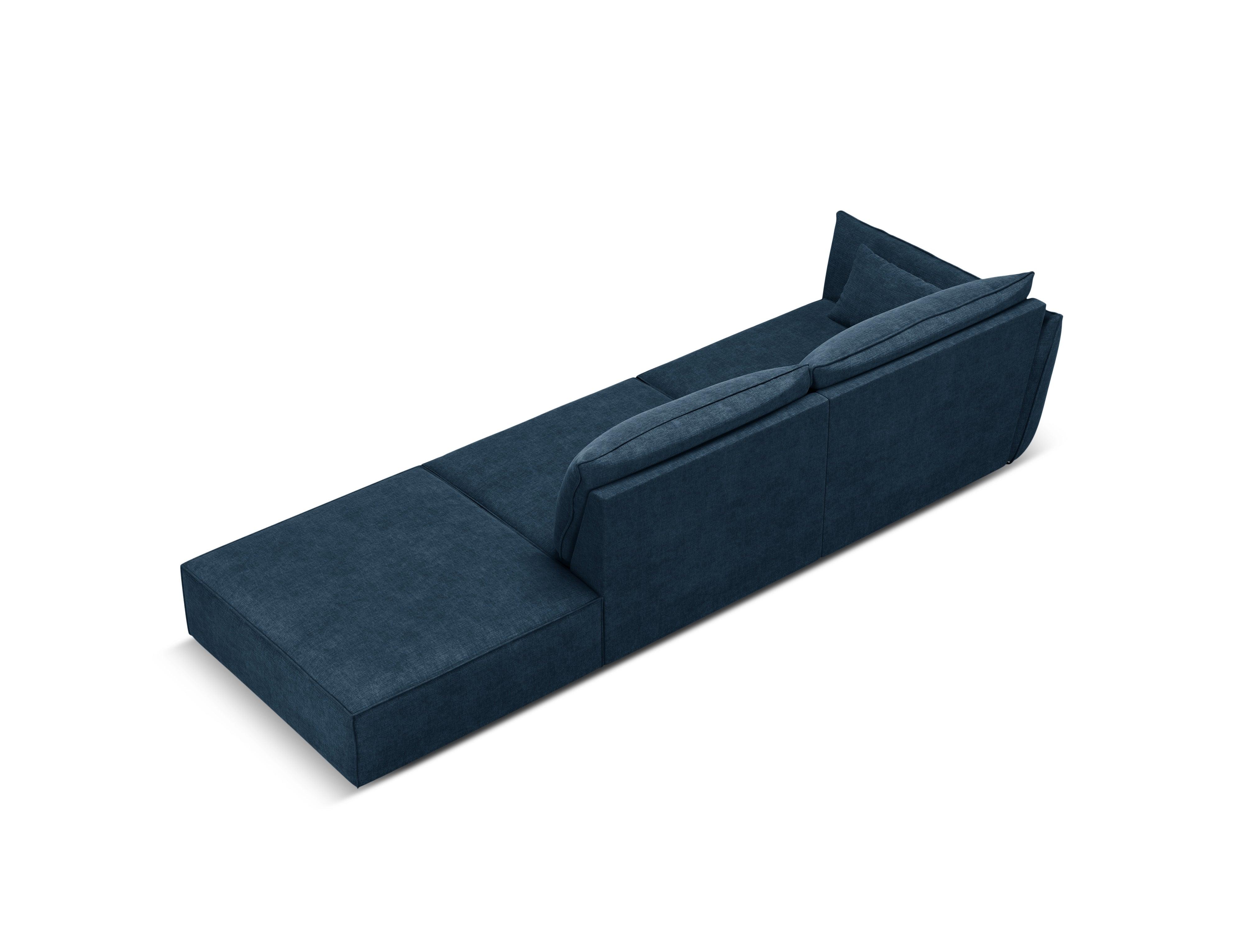 Sofa w tkaninie szenilowej prawostronna otwarta VANDA granat królewski Mazzini Sofas Eye on Design