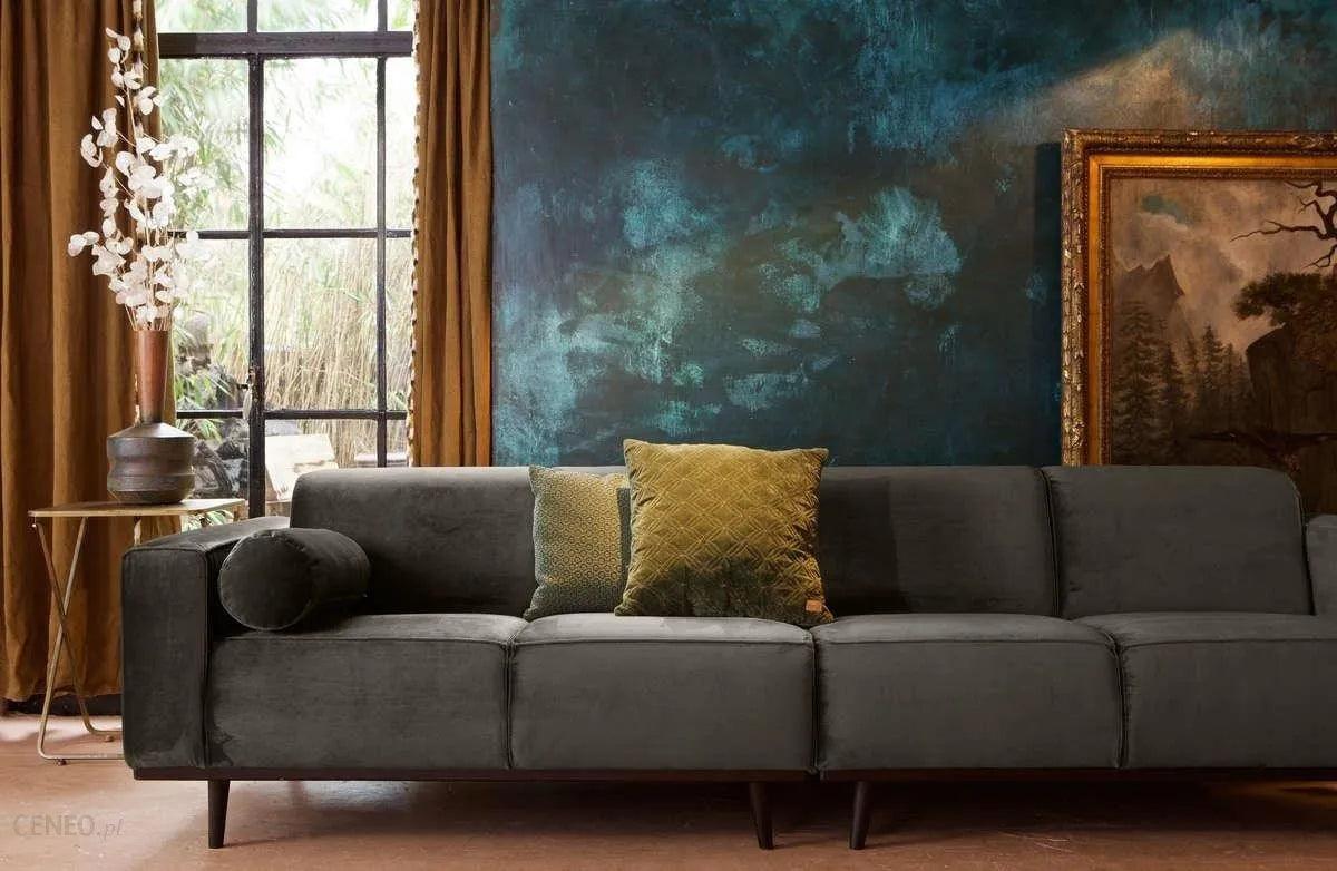 Sofa welurowa 4-osobowa STATEMENT STRUCTURE szarozielony Be Pure Eye on Design