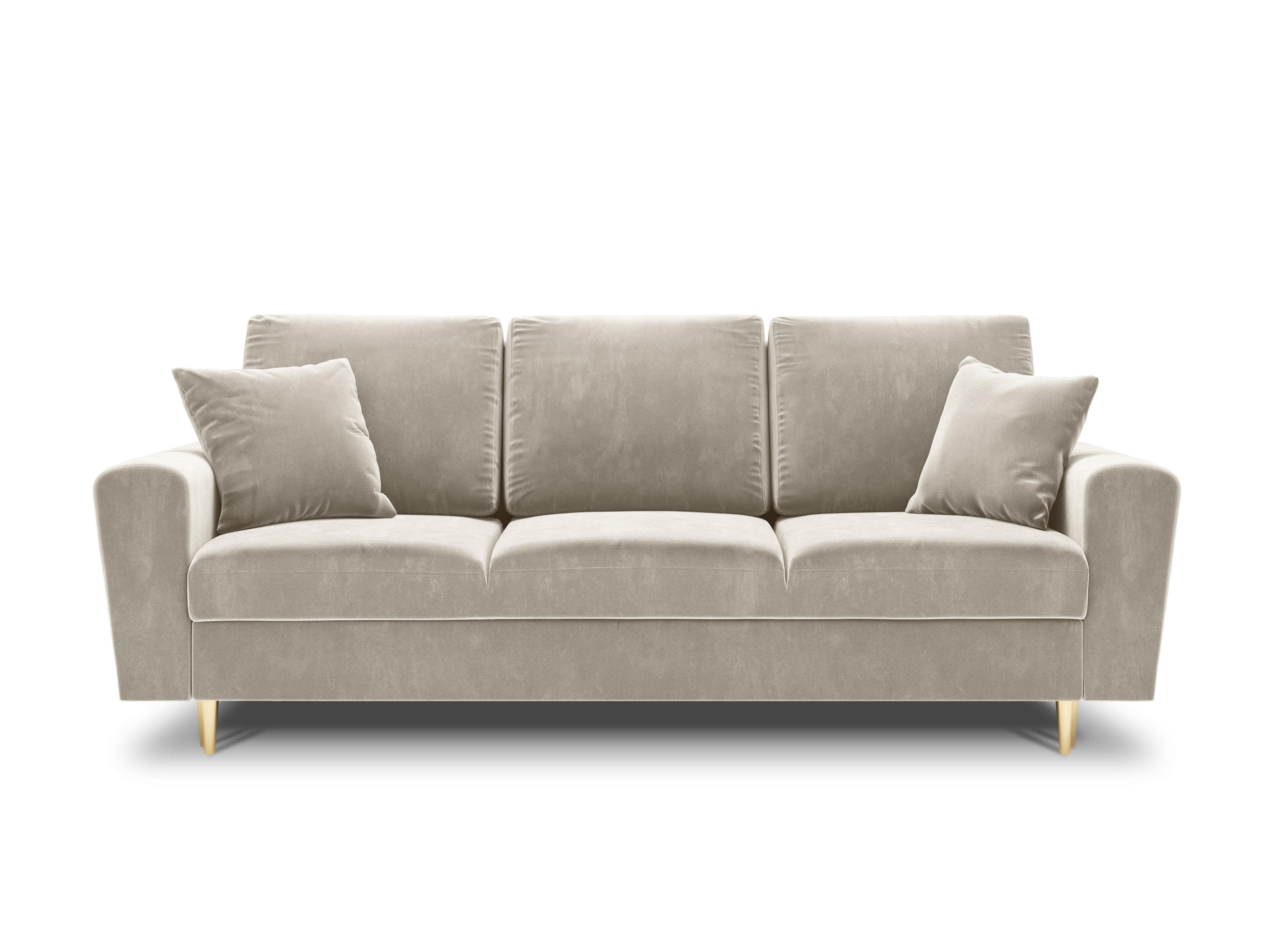 Sofa z funkcją spania KYOTO beżowy ze złotą podstawą Cosmopolitan Design Eye on Design