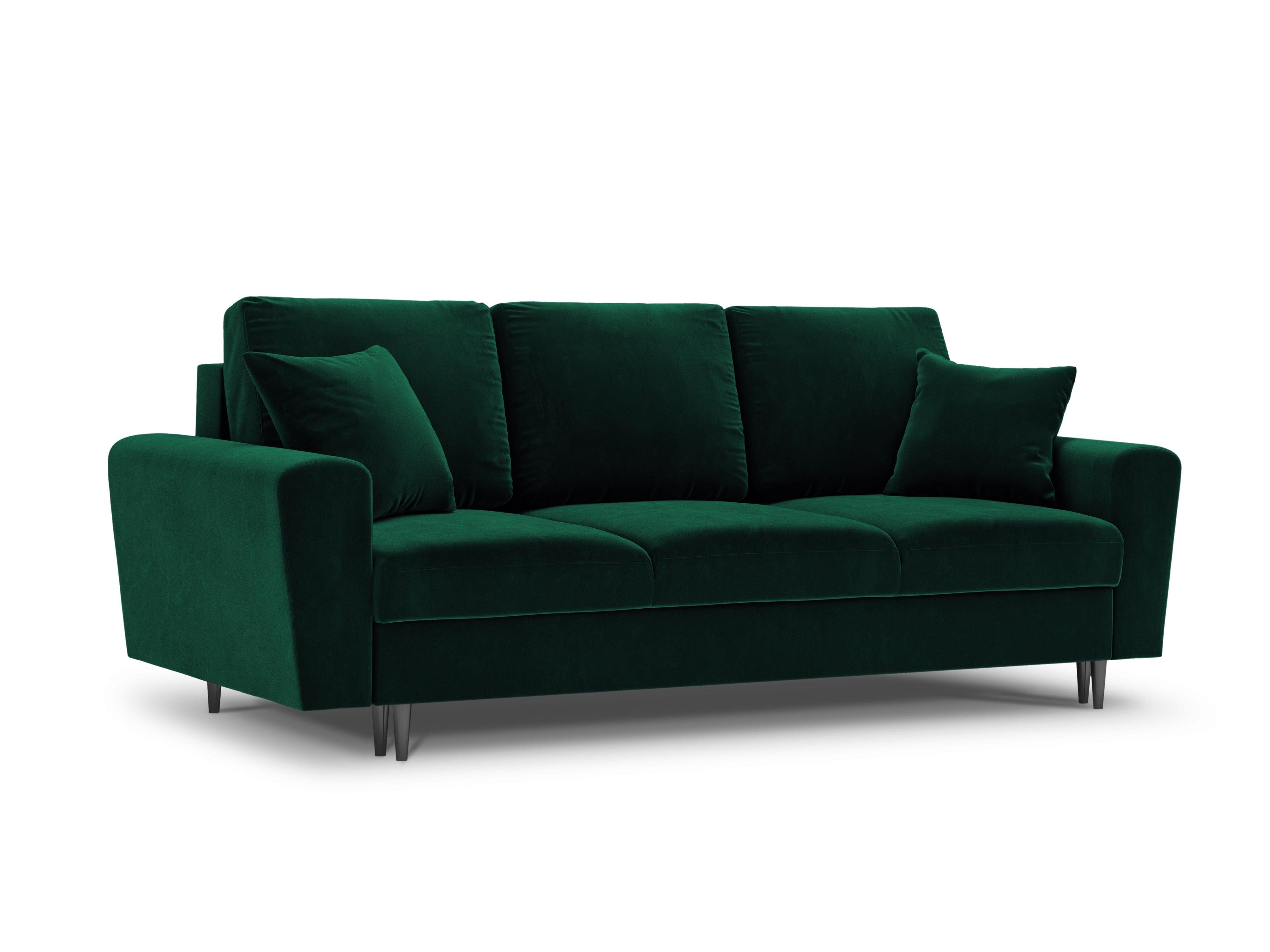 Sofa z funkcją spania KYOTO butelkowa zieleń z czarną podstawą Cosmopolitan Design Eye on Design